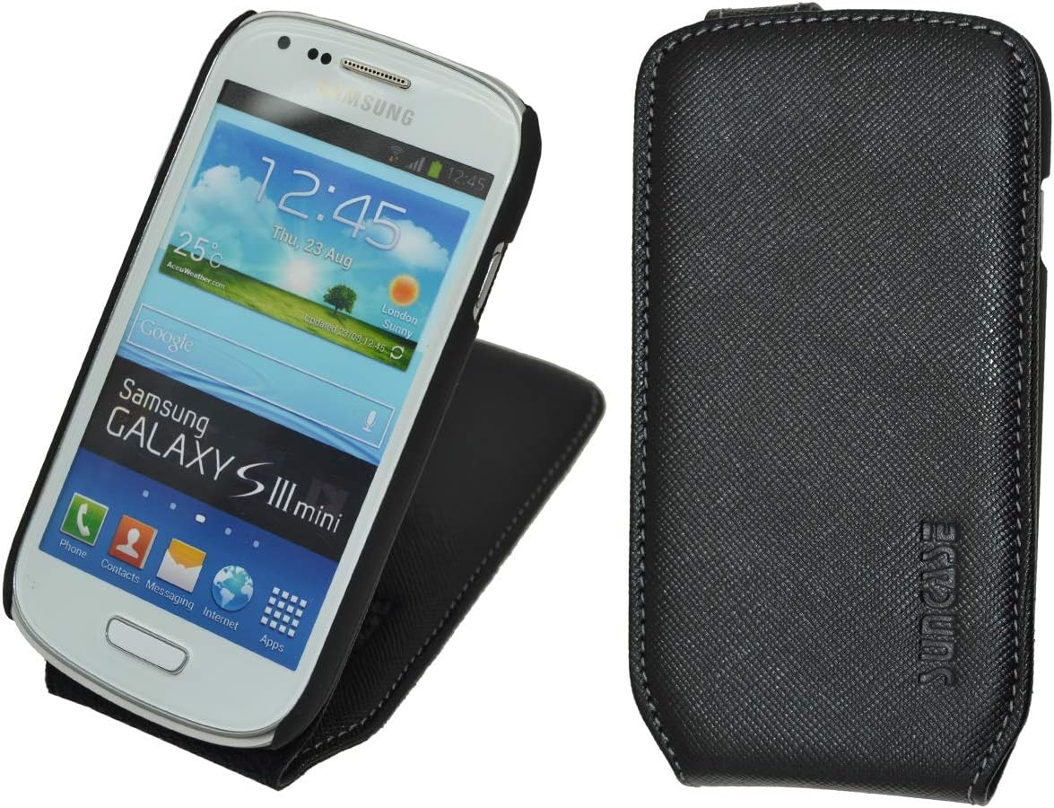 Flip-Style Case Compatible with Samsung Galaxy S3 Mini Leather Protective Case (Ultra Slim) in Black