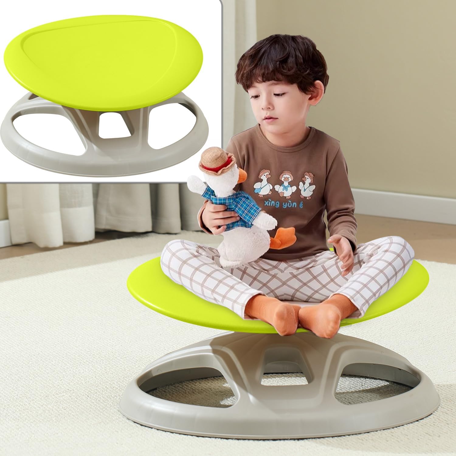 Toddler Sensory Swivel Chair Swivel Wobble Chair for Autism and Sensory Play 220 Pound Capacity 360 ° Rotating Chair Bottom Anti Slip Design(Deep Green) Deep Green Deep green
