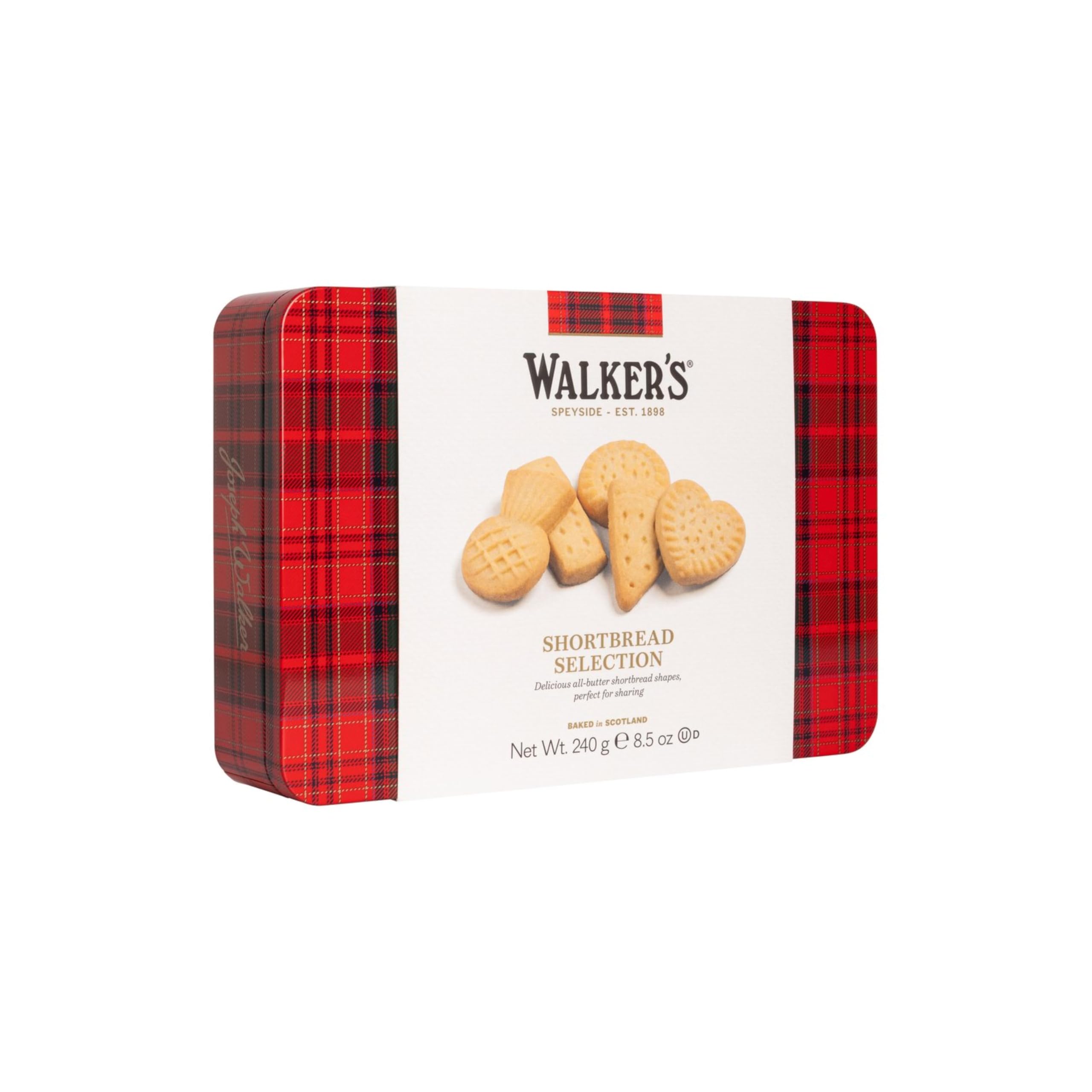 Walker's Shortbread Assortment Tin, Traditional Pure Butter Scottish Recipe, 240g