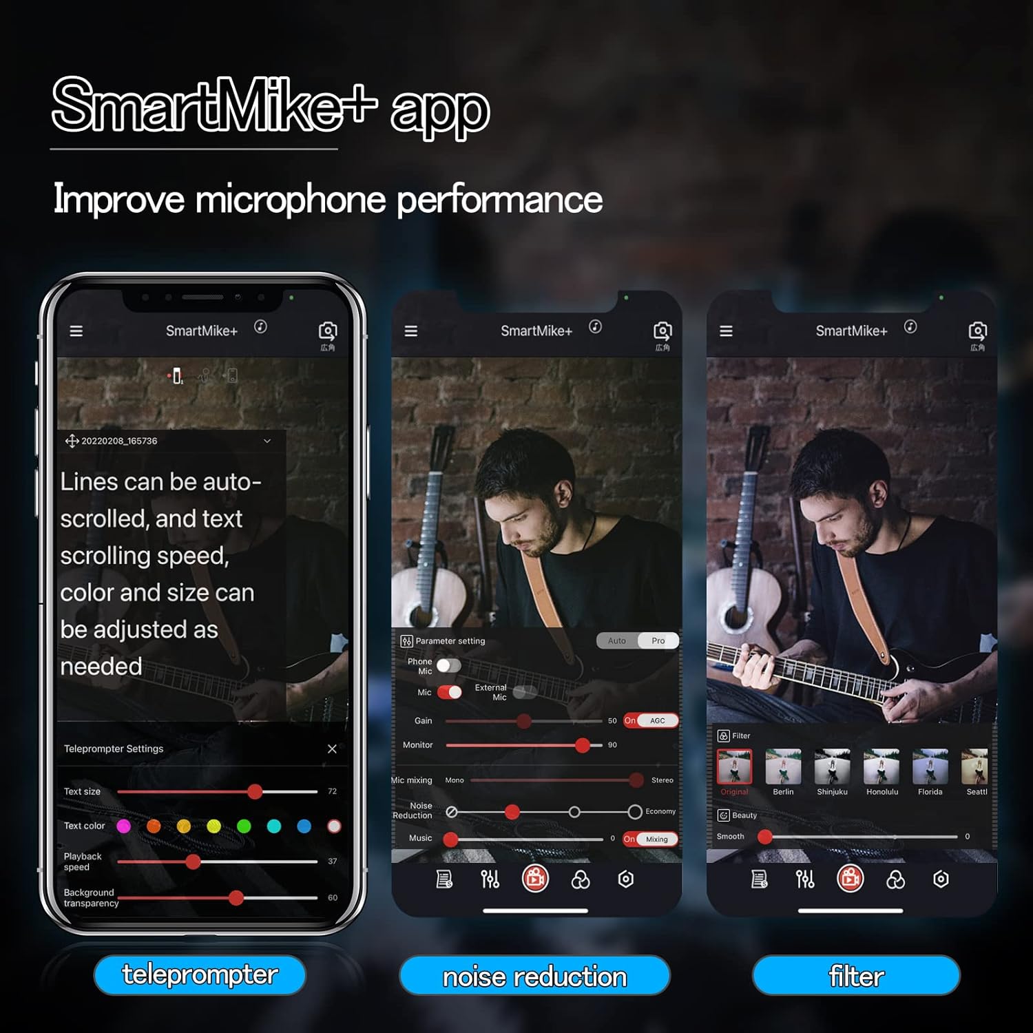 SabineTek Official SmartMike+ Ultra-Compact Wireless Bluetooth Microphone Long Distance Audio Recording Noise Reduction Lavalier Mic (14g) (Black)