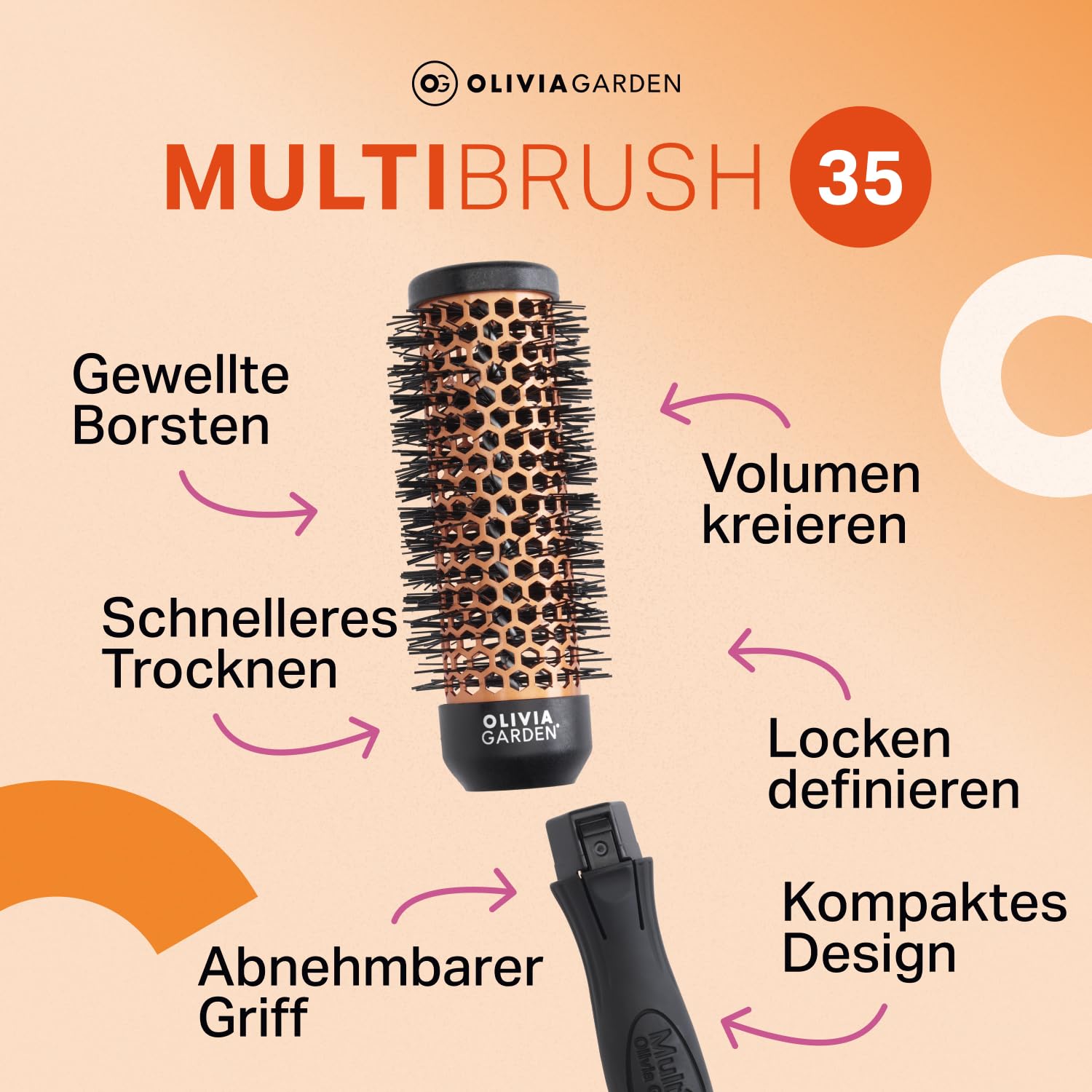 Olivia Garden Multibrush Curlers Kit - 4 Aufsätze & 1 abnehmbarer Griff - Perfekt für Locken und Volumen