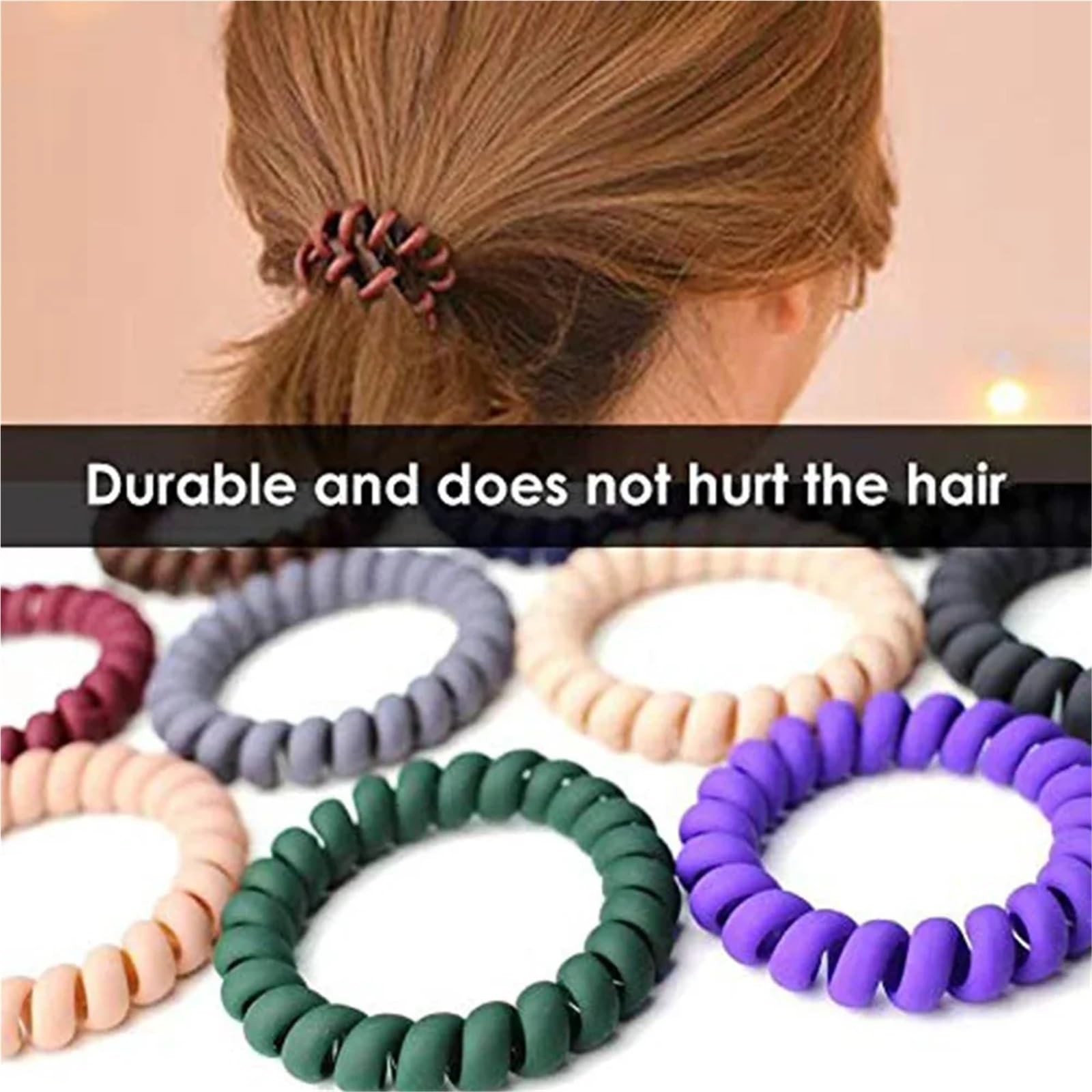 Elastici per capelli, 100 pezzi, colore caramella, opachi, a spirale, elastici (F)