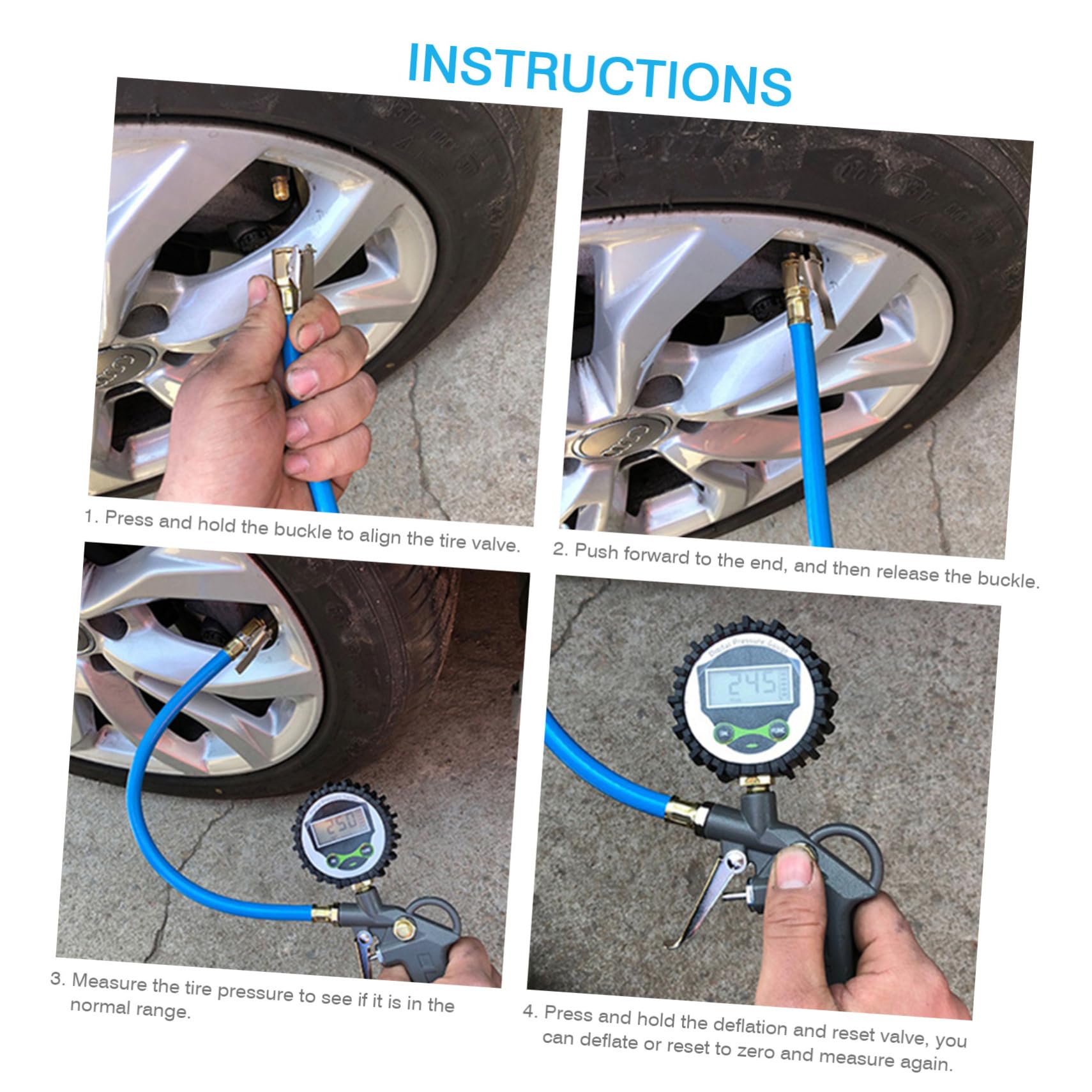 Manomètre Numérique de Pression Pneus Voiture, Alliage D'aluminium