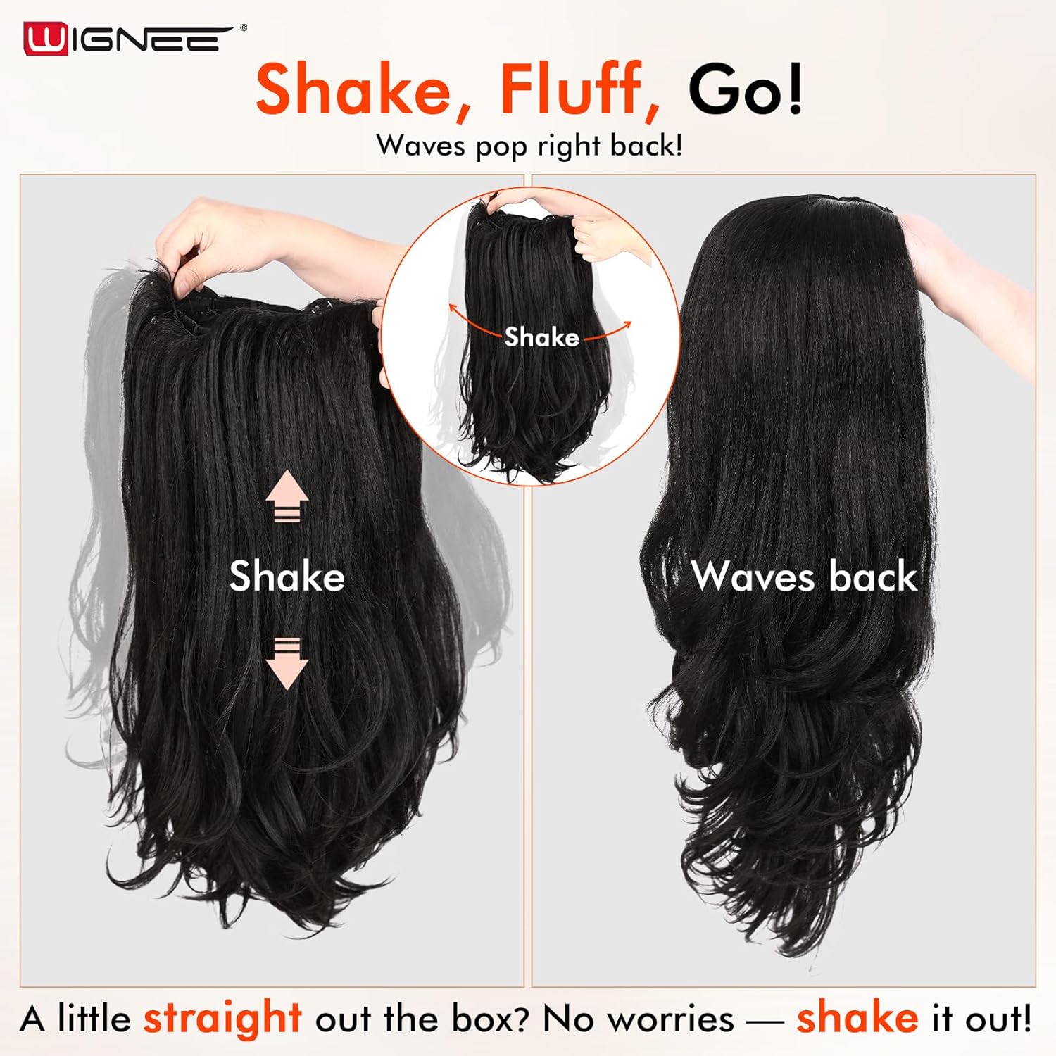 WIGNEE 26 Inch Light Yaki Wavy V Part Wig for Black Women – Lightweight Glueless Half Wig, Natural Blend Texture, Beginner Friendly Quick Install (P1B/30)