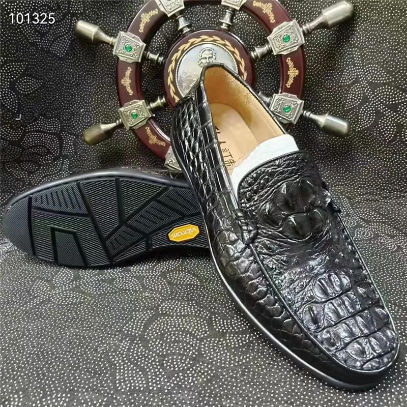 Authentic True Crocodile Skin Men's Casual Soft Moccasins Shoes Genuine Exotic Alligator Leather Male Chic Slip-on Flats4