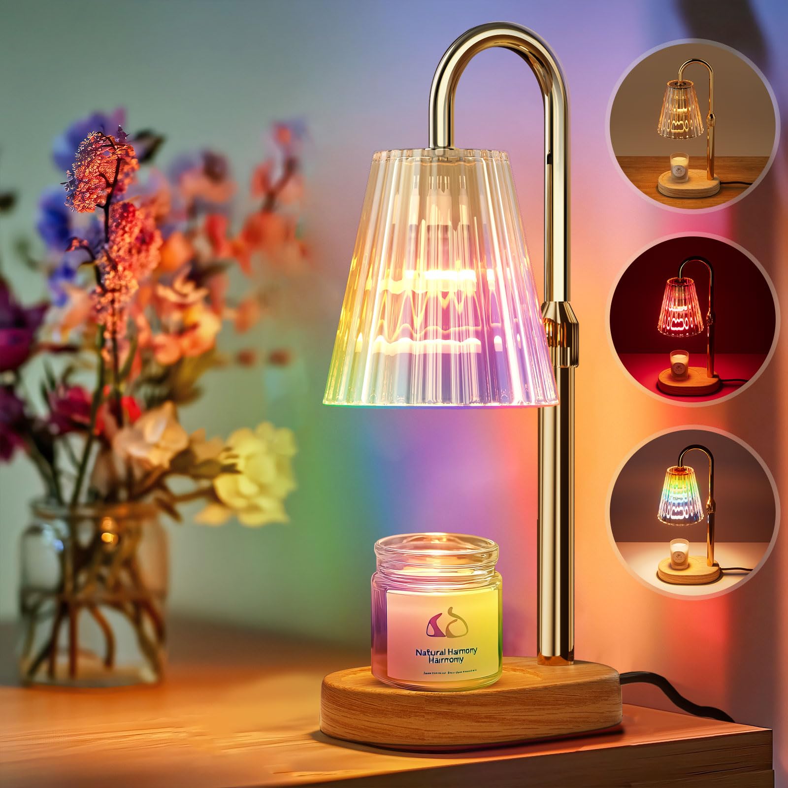Candle Warmer Lámpara Calienta Velas, Lámpara Perfumada con Temporizador y Regulador de Intensidad, Lámpara Calienta Velas Eléctrica para Velas Perfumadas Para la Decoración del Hogar Dormitorio, Yoga