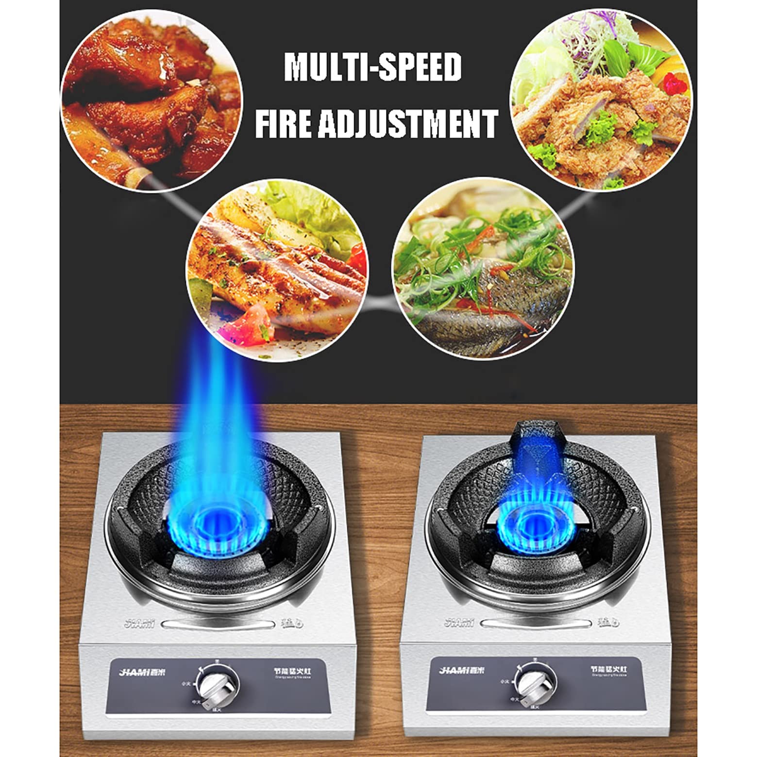 IBOWZ Piano Cottura a Gas Piano Cottura a Gas 30KW Acciaio Inossidabile Luce Commerciale Fornello a Gas Anello di ebollizione Ristorazione Cucina all'aperto Campeggio [Classe di efficienza energet