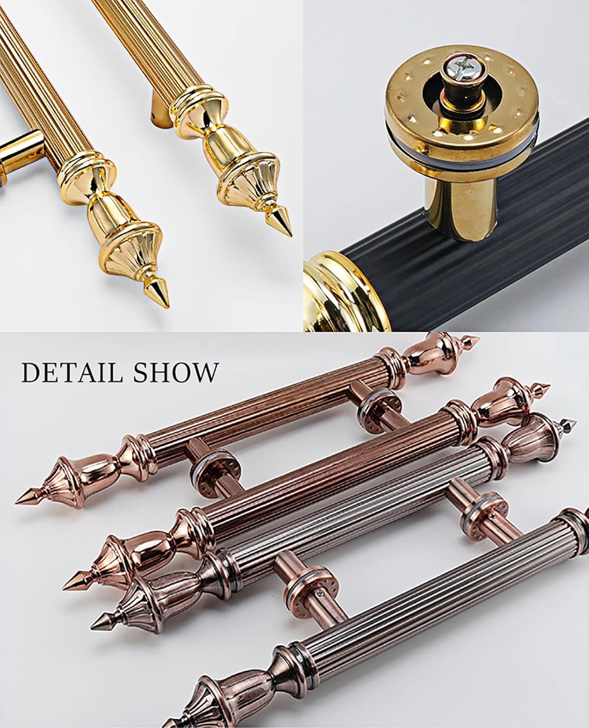 RBUDSPOLF ドアハンドル ヨーロピアンスタイル ドアハンドル プッシュプルバー 木製ドア用 Konb ステンレススチールドア