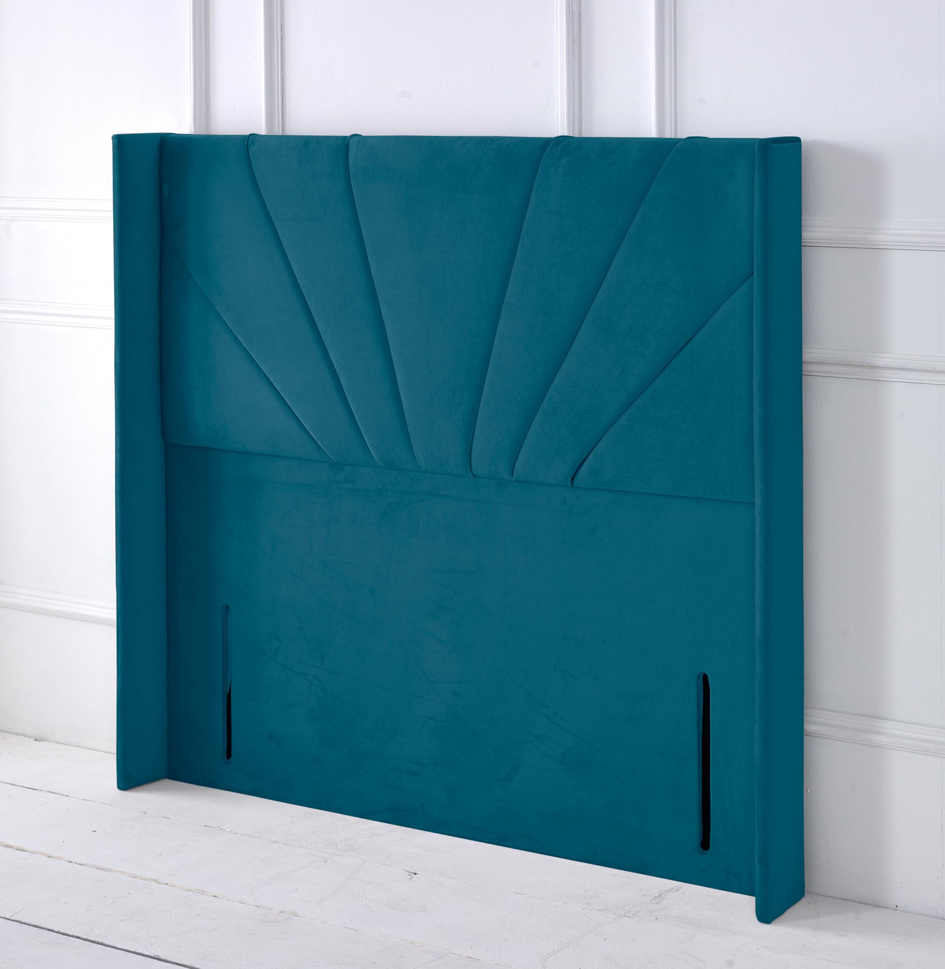 Elixir Furniture Alexander Winged Floor Standing Divan Bed Headboard for 6ft Super King Bed – 50" Tall | Elegant Design | Mallard Plush Velvet Upholstery (Mallard, 6ft Super King Height-50inch)