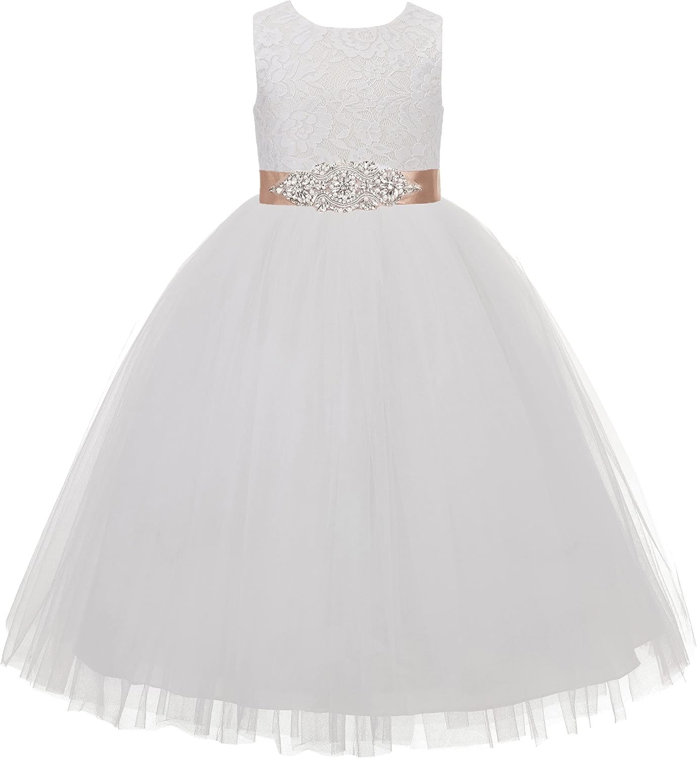 ekidsbridal Floral Lace Heart Cutout Baby Flower Girl Dress Holy Baptism Gown 172R