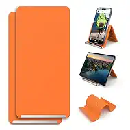 Adjustable Foldable Silicone Phone Stand 2-Pack, Yellow, No Charging Port, Non-Slip Desk Holder for iPhone, Samsung, Tablets