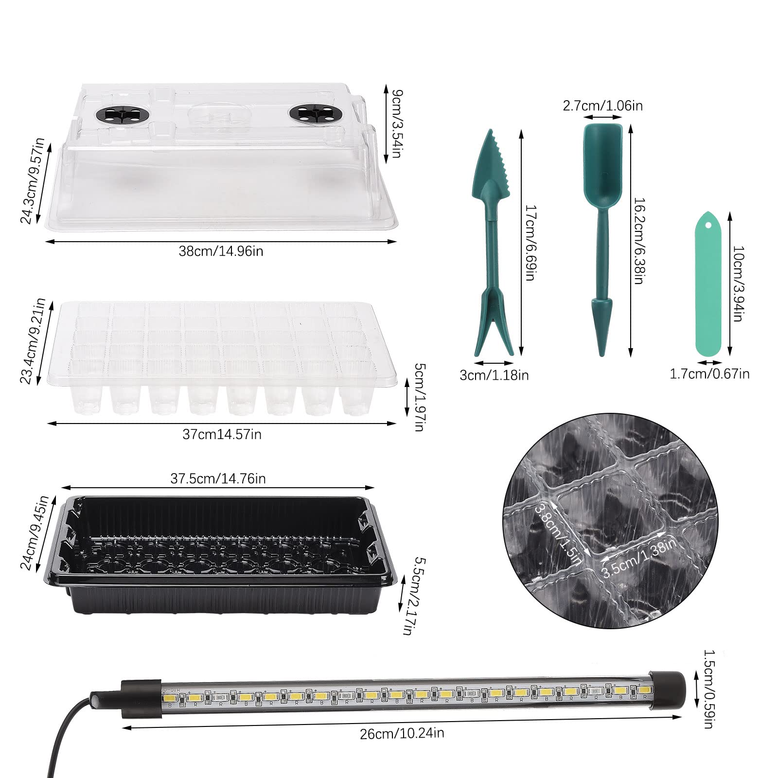 2 Stück 80 Zellen Samen-Starter-Set mit 4 Wachstumslichtern, einstellbare Helligkeit und Luftfeuchtigkeit, Kuppelpflanzen-Sämling-Starter-Set für Pflanzenanbau