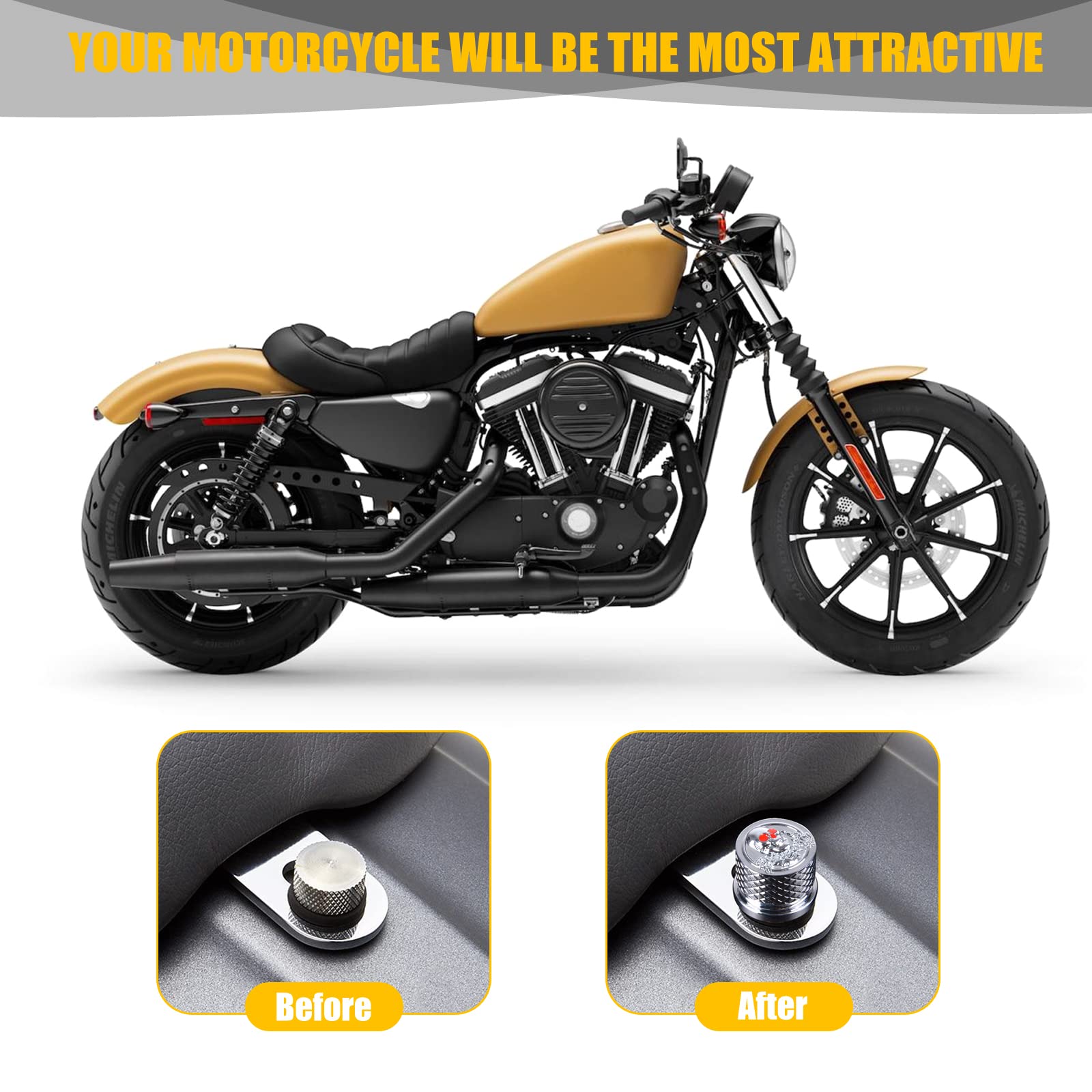 Vis De Siège Harley Davidson 883 - Filetage 1/4"-20 - Alliage Aluminium Noir