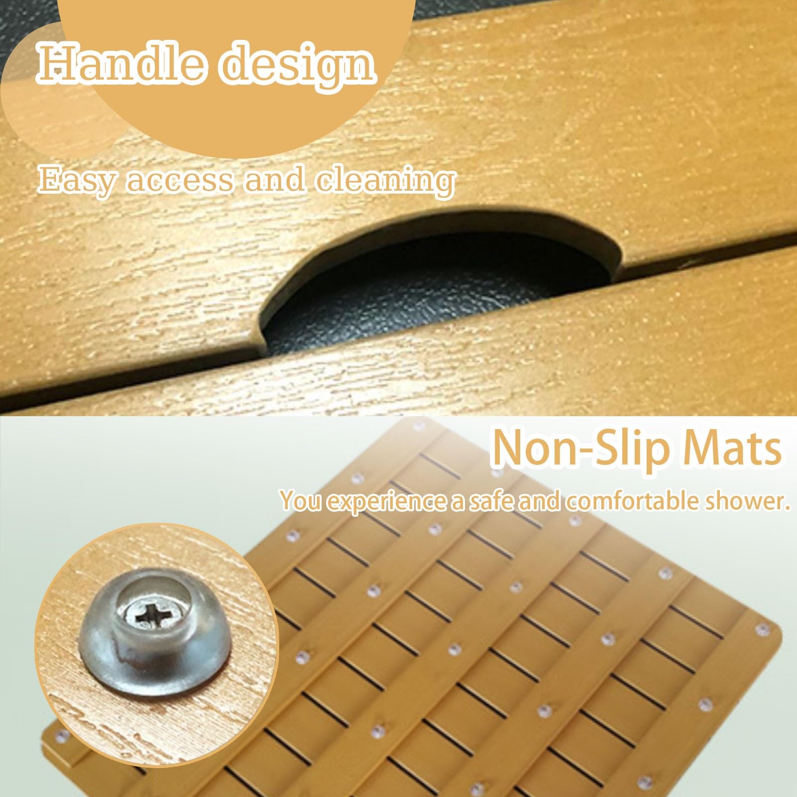 Pedana Doccia Tappetino da Bagno con Venature del Legno, Tappetino da Doccia in Plastica Impermeabile con Doghe Larghe, Pedale per Supporto Rialzato per Ciotola per Animali Domestici ( Color : Yellow