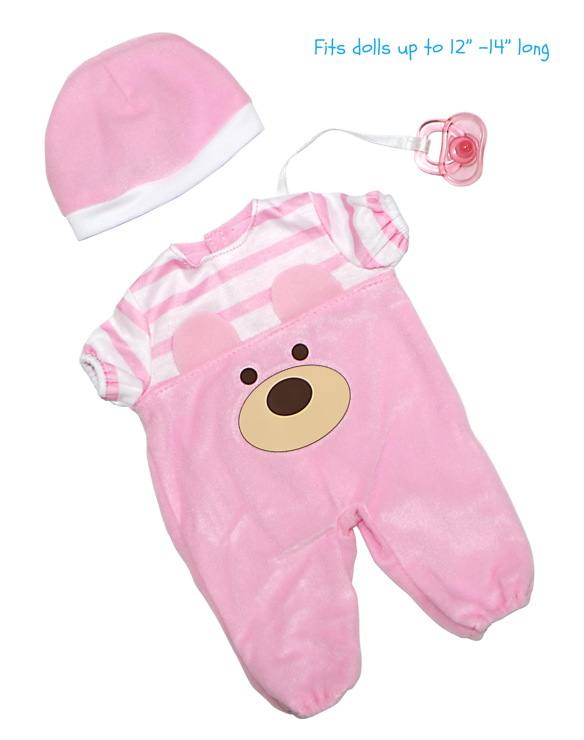 Amazon.com: JC Toys | Pink Bear Onesie | Baby Doll Outfit + Hat +