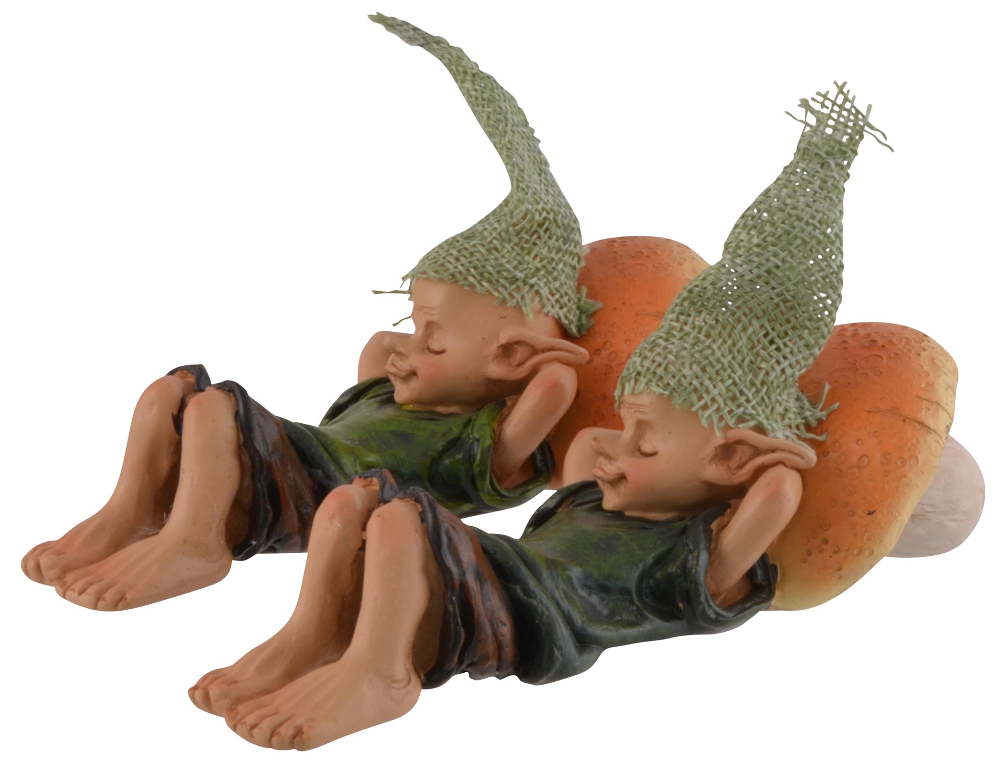 Pixie Relax peint à la main double figurine décorative de lutin