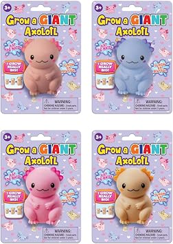 Grow a Giant Axolotl, Water Growing Toy, Set of 4 Colors