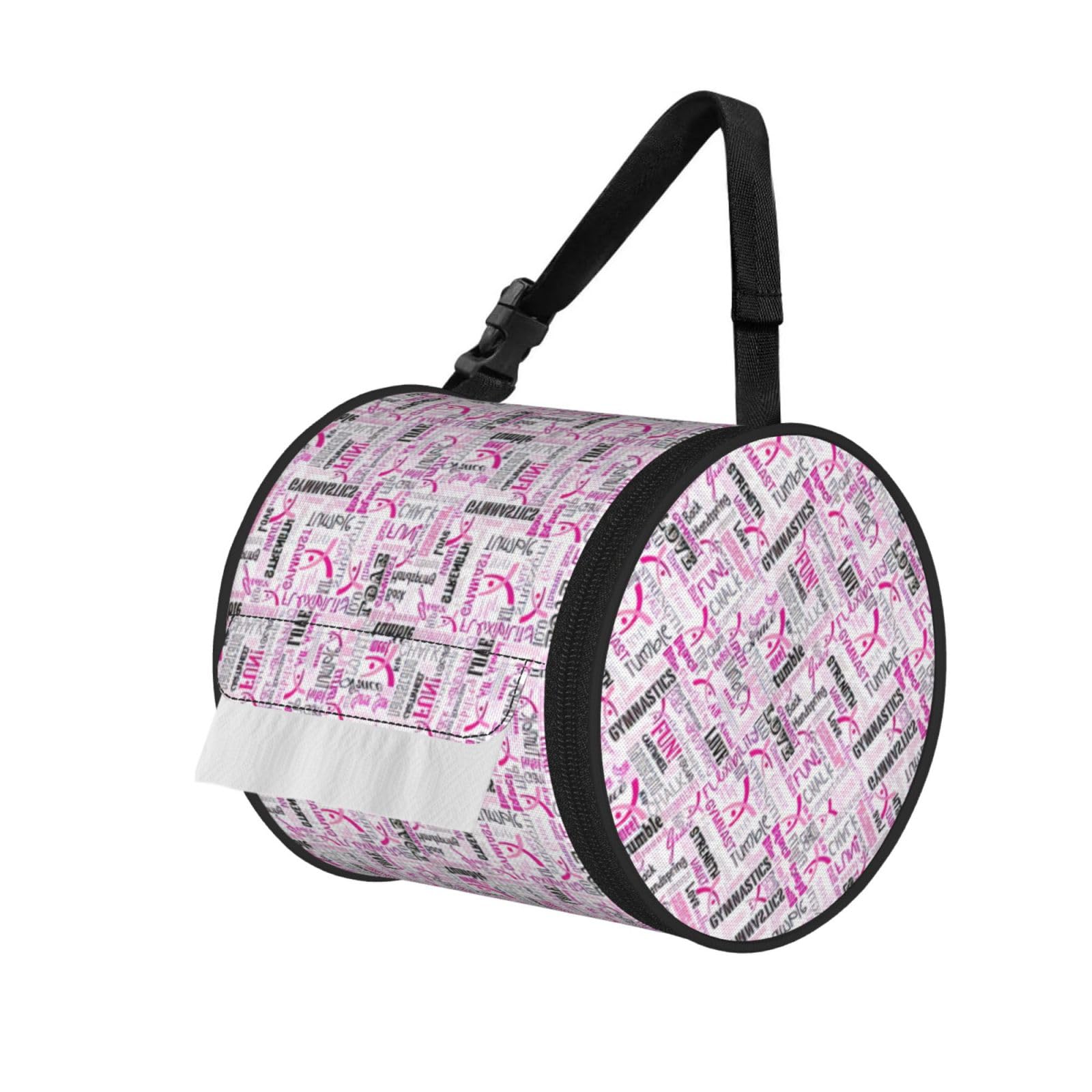 Gymnastics Pink Printed Toilet Paper Holder Bag, Adjustable Strap Roll Paper Organizer for Car Kitchen Outdoor
