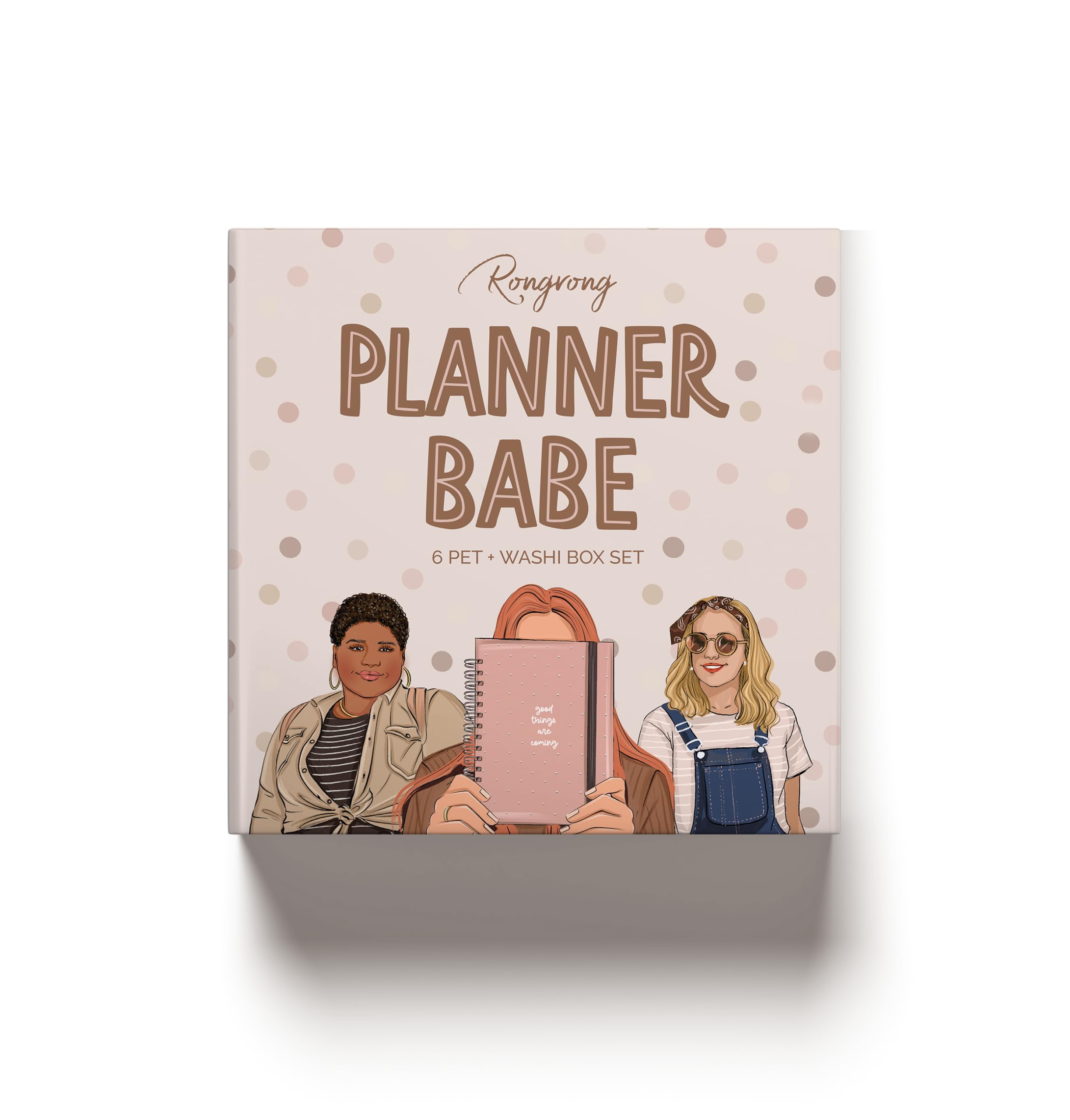 Rongrong Planner Babe PET + Washi Tape Box Set - for The Girl Who Plans in Style! Fun, Chic Decorative Tapes for Journals, Planners & Scrapbooking Magic
