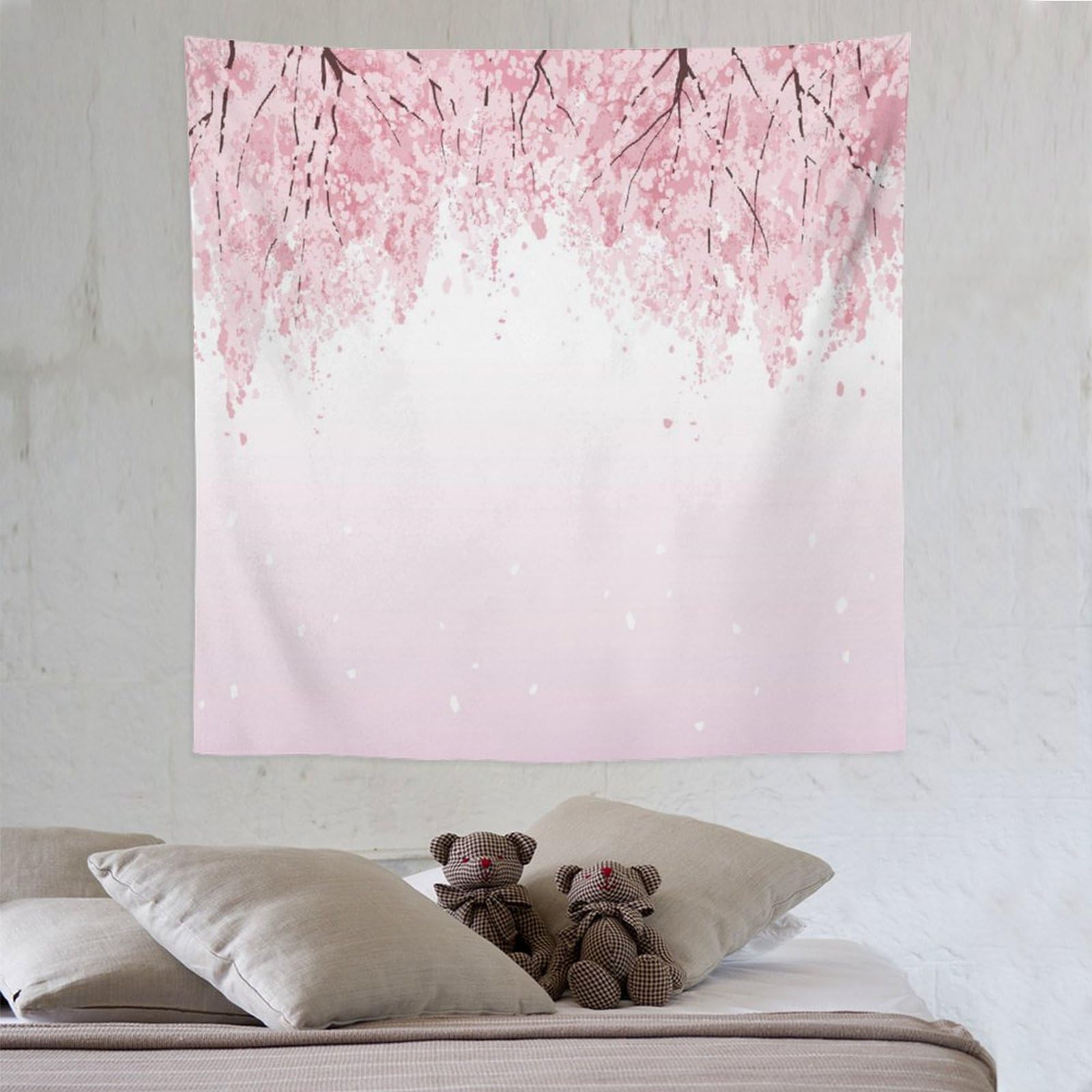 KWQDOZF Cherry Blossom Tapestry Wall Hanging Plum Blossom Blooming Flowers Pink Floral Spring Japanese Tapestries Home Decor for Living Room Bedroom Apartment Farmhouse Dorm 60"x60"