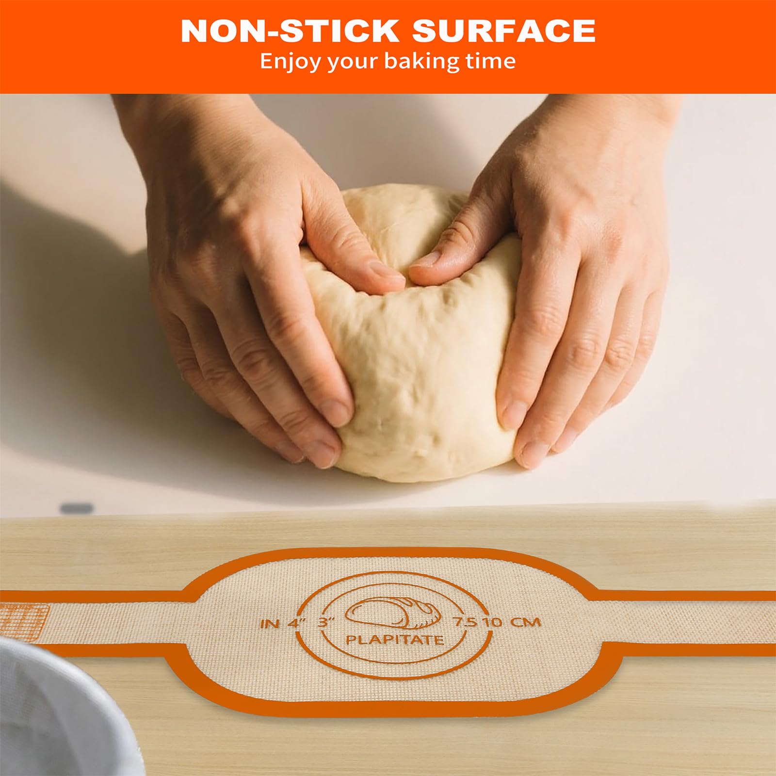 PLAPITATE Bandeja de silicona para horno holandés, antiadherente y fácil de limpiar, reutilizable, ovalada, para hornear, fácil de transferir pan de masa madre, juego de 2 naranjas