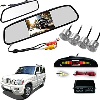 نظام فيديولمراية الصالون في السيارة ال سي دي وتي اف تي 4.3 بوصة مع 16.5 ملم لكاميرا HD العكسية و4 مستشعرات وقوف فضية متوافقة مع سكوربيو من اوتو بيرل (2009-2014)