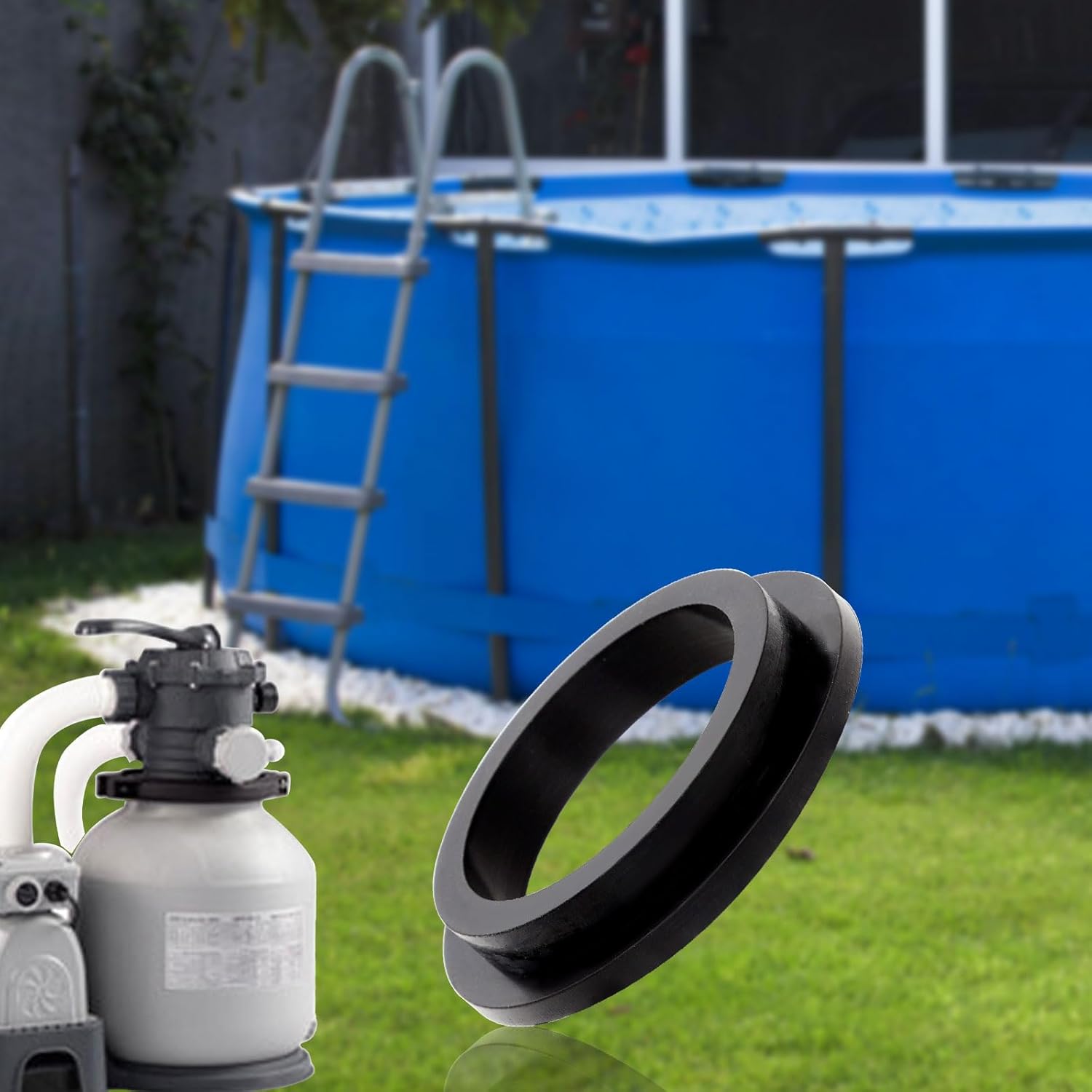 6pcs O Rings Replacement Part for Intex Pool, Rubber Washers for Pool Sand Filter Pump Gasket Seal Replacement Parts Pool Filter Pump Accessories, black