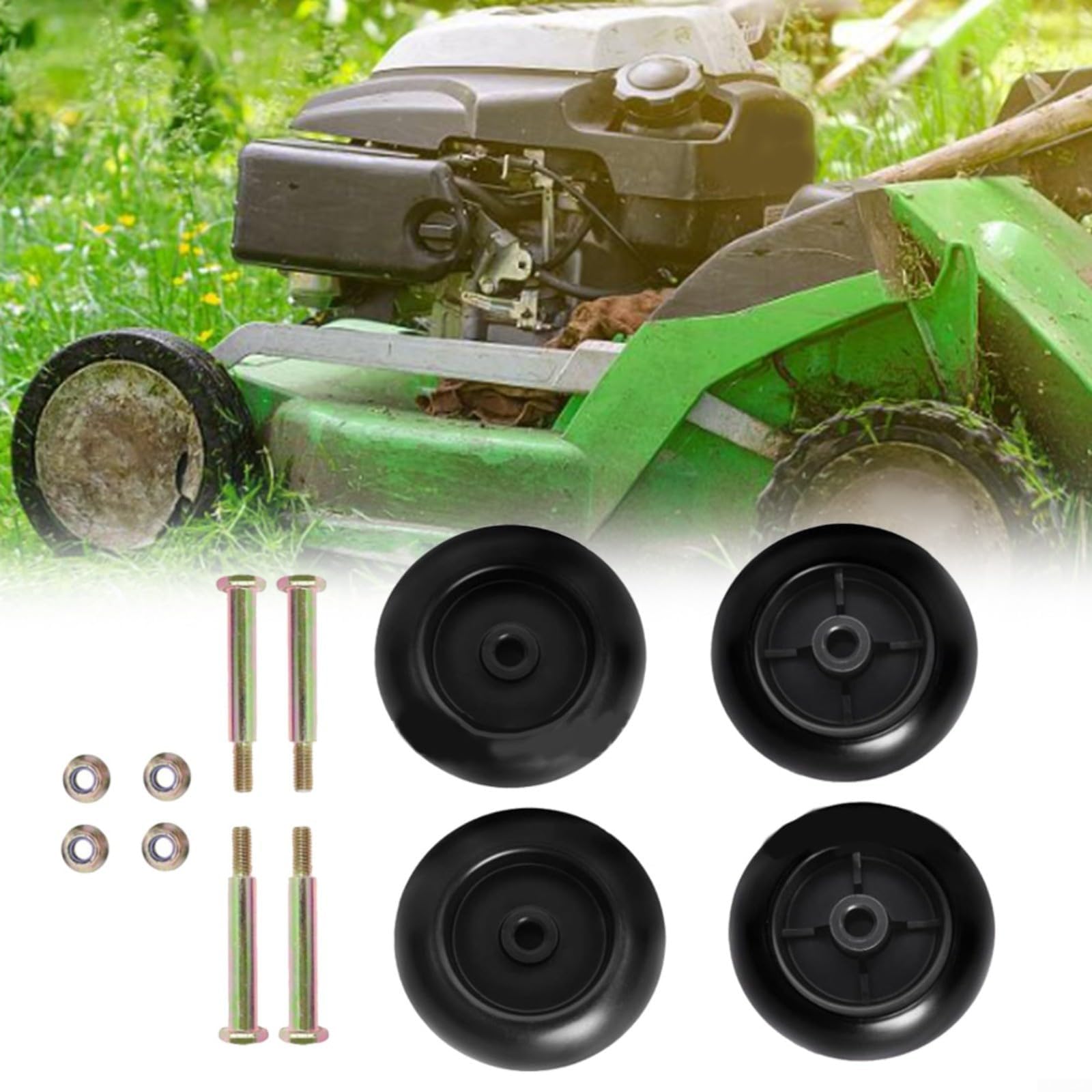 Rueda de cortacésped para kit de repuesto, paquete de 4 unidades 532133957 589527301 734-3058 se adapta a la mayoría de cubiertas de corte de 42 a 54 pulgadas