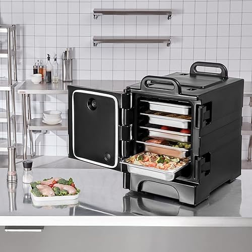Miniatura 8 de VEVOR Transportador de bandejas de alimentos aislado, caja caliente de 81 cuartos de galón para catering, portador de cajas de alimentos con