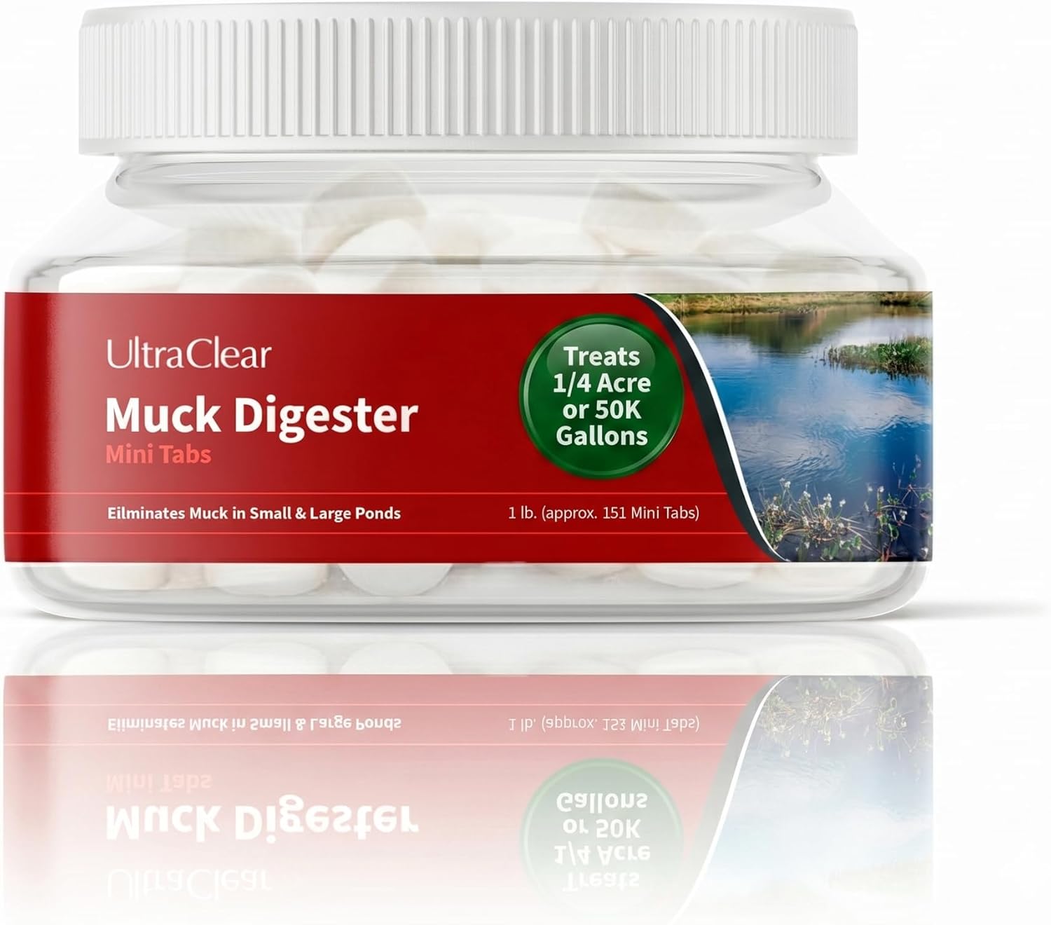 Concentrated Beneficial Bacteria Muck Digester Tabs for Pond Muck, Sludge & Odor Reduction – 151 Tabs Treats up to 1/4 Acre (50,000 Gallons) – Safe for Fish, Koi, Water Gardens & Backyard Ponds