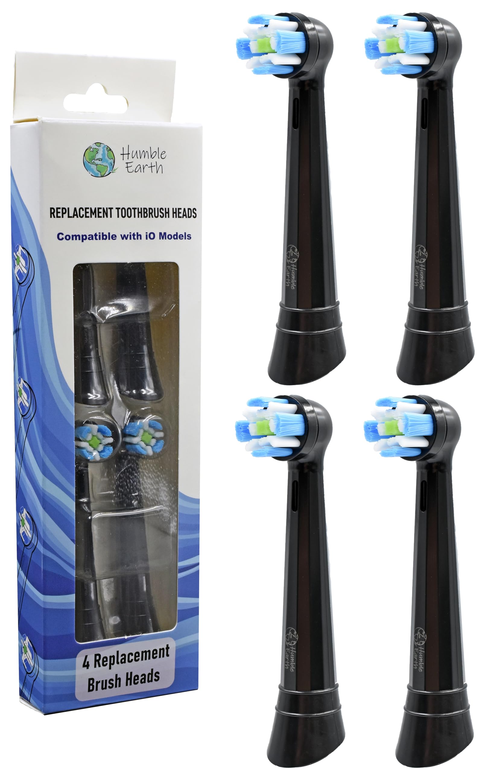Wymienne głowice szczoteczkowe kompatybilne z szczoteczką Oral-B iO seria 2–10, miękkie włosie (czarne - opakowanie 4 sztuki)