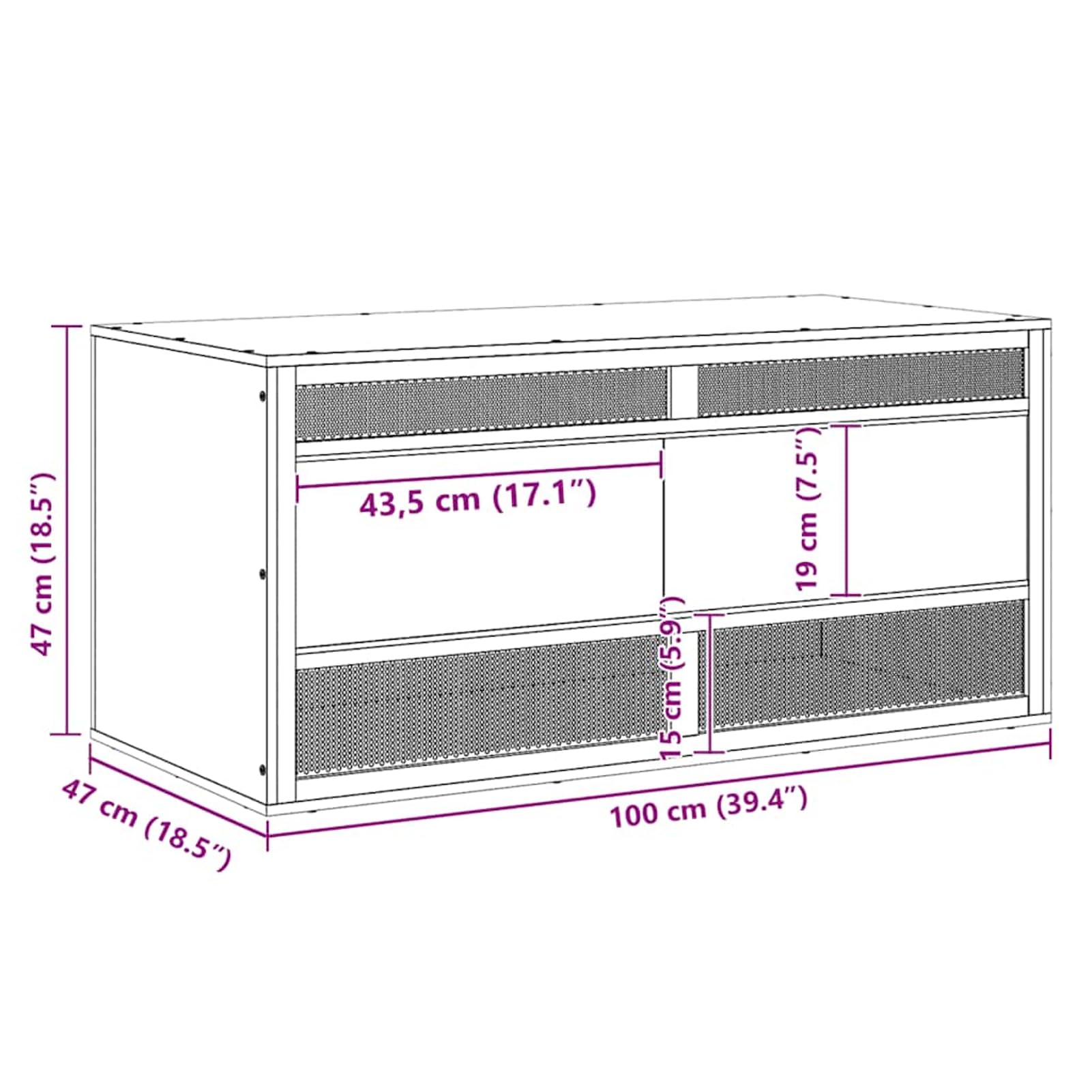 Homgoday Terrario para Reptiles con Materiales de Alta Resistencia y Buena Ventilación - 100x47x47 cm