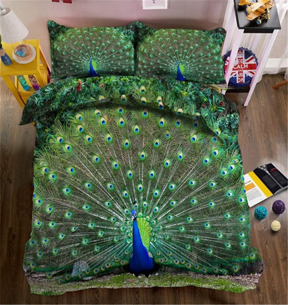 Juego de cama 3D de pavo real para transformar la decoración del dormitorio de adultos