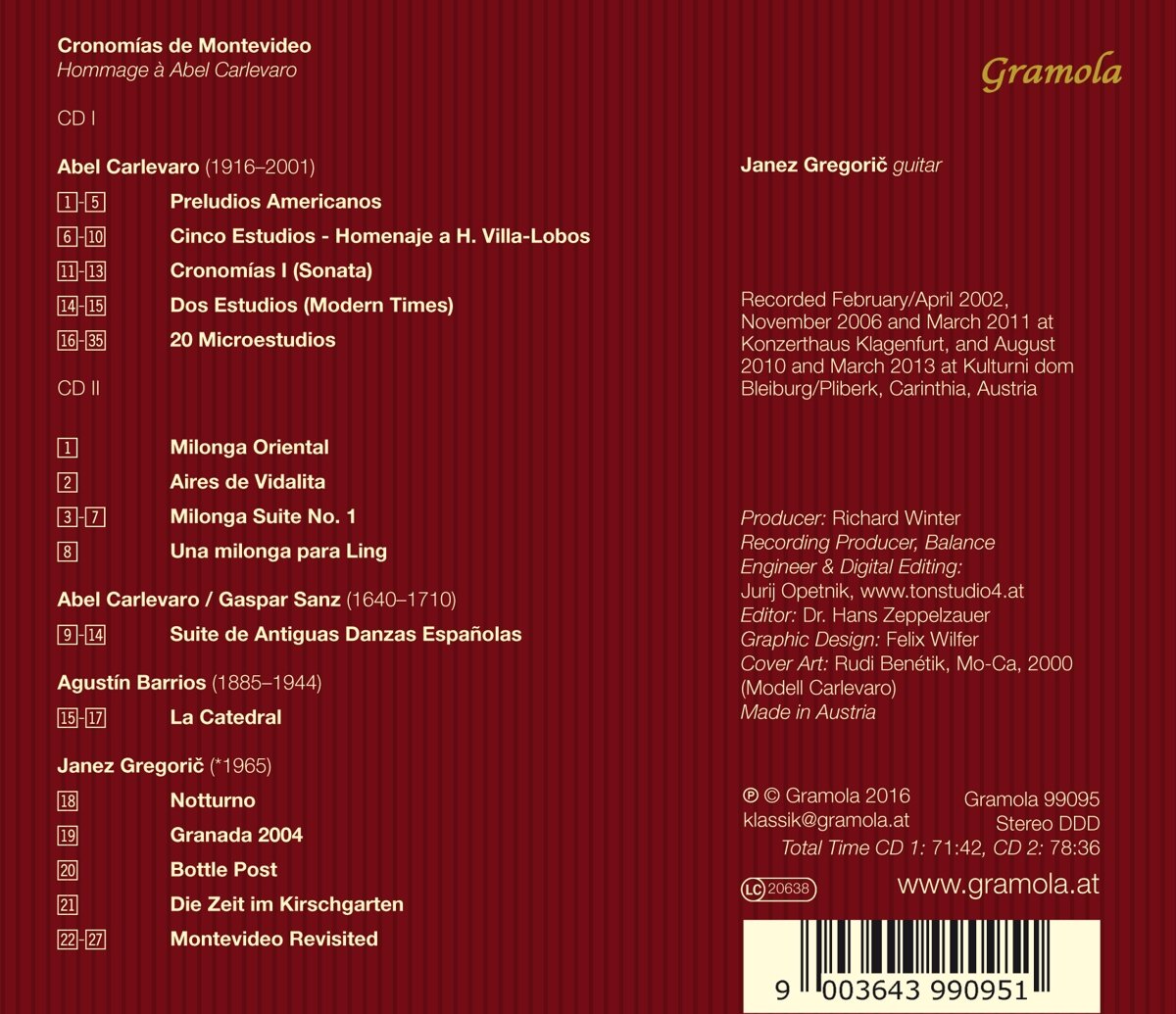 Cronomias de Montevideo Hommage à Abel Carlevaro Gregoric