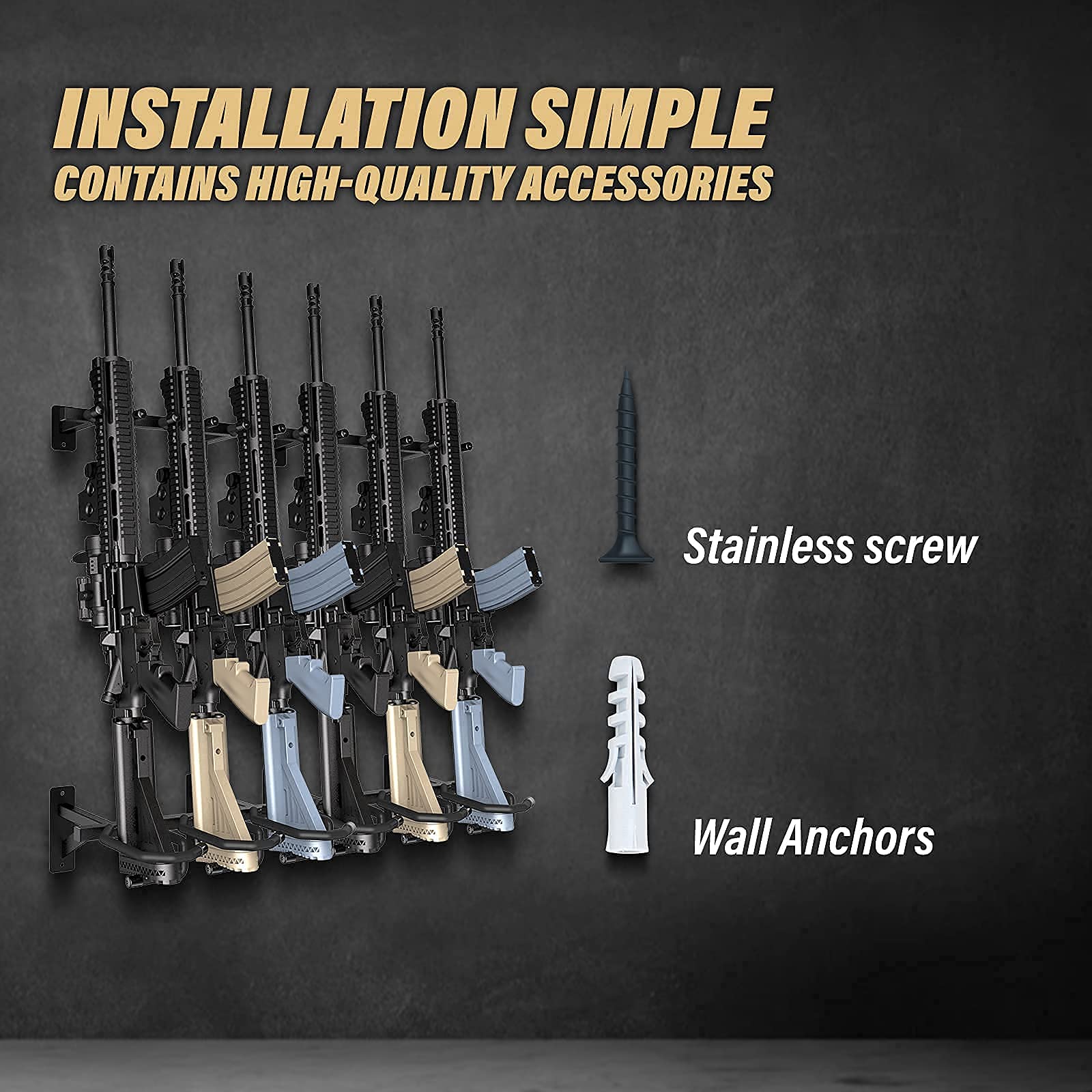 Buy ONEMAI Gun Rack Wall Mount Rifle Storage Rack Holds 6 Firearms