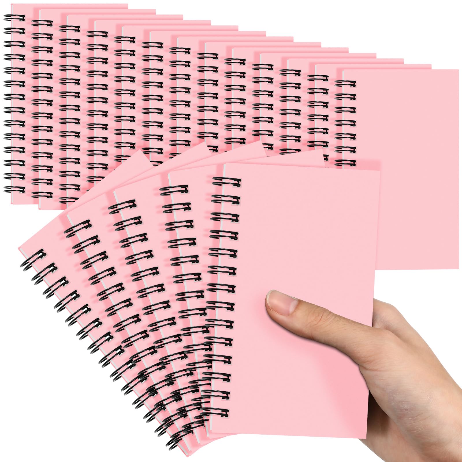 Jutom 18 piccoli quaderni a spirale, 7,6 x 12,7 cm, tascabili, a righe, mini quaderni per appunti, schizzi, per scuola, ufficio, dipendenti, regali di apprezzamento, 120 pagine (rosa)