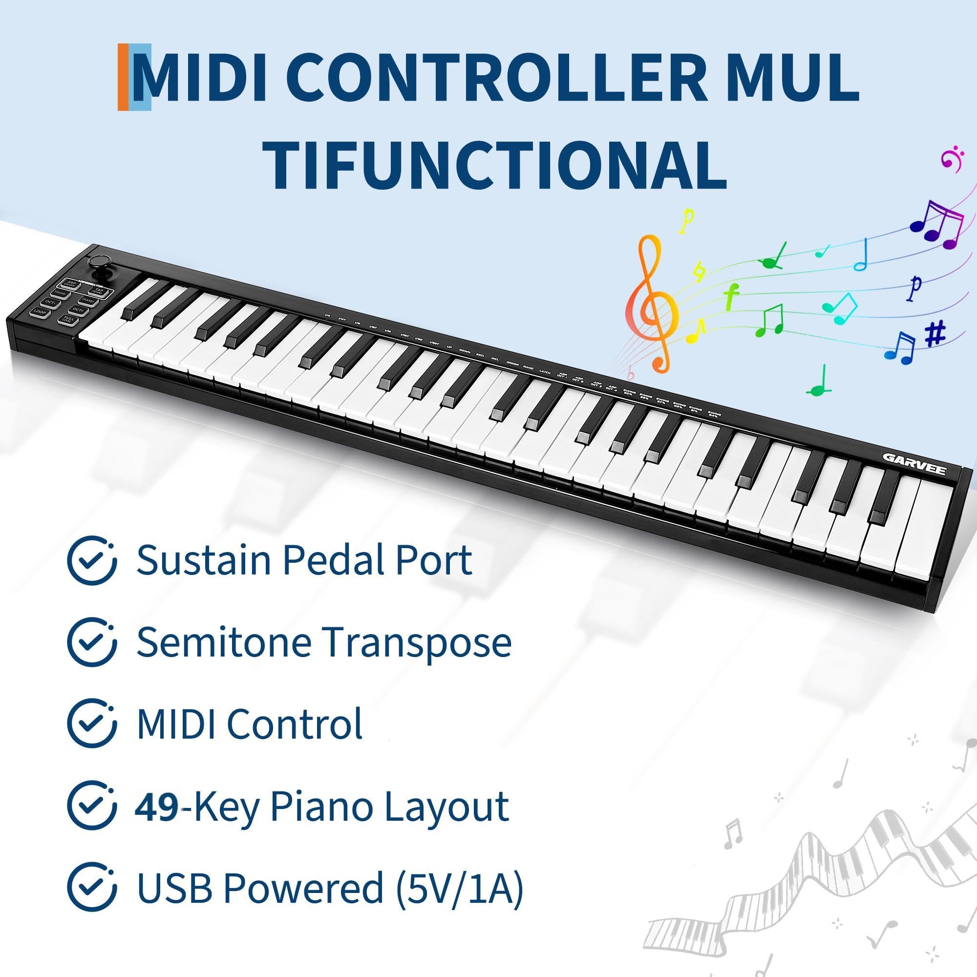 Amazon.com: 49 Key MIDI Keyboard Controller, USB MIDI Keyboard