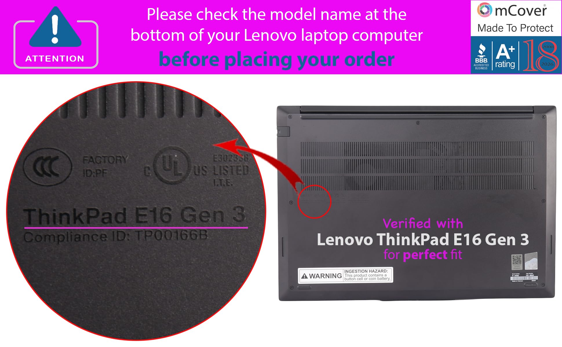 mCover Funda solo compatible con computadoras portátiles Lenovo ThinkPad E16 Gen 3 Series 2025-2026 de 16 pulgadas (no es compatible con ningún otro modelo Lenovo), color aguamarina