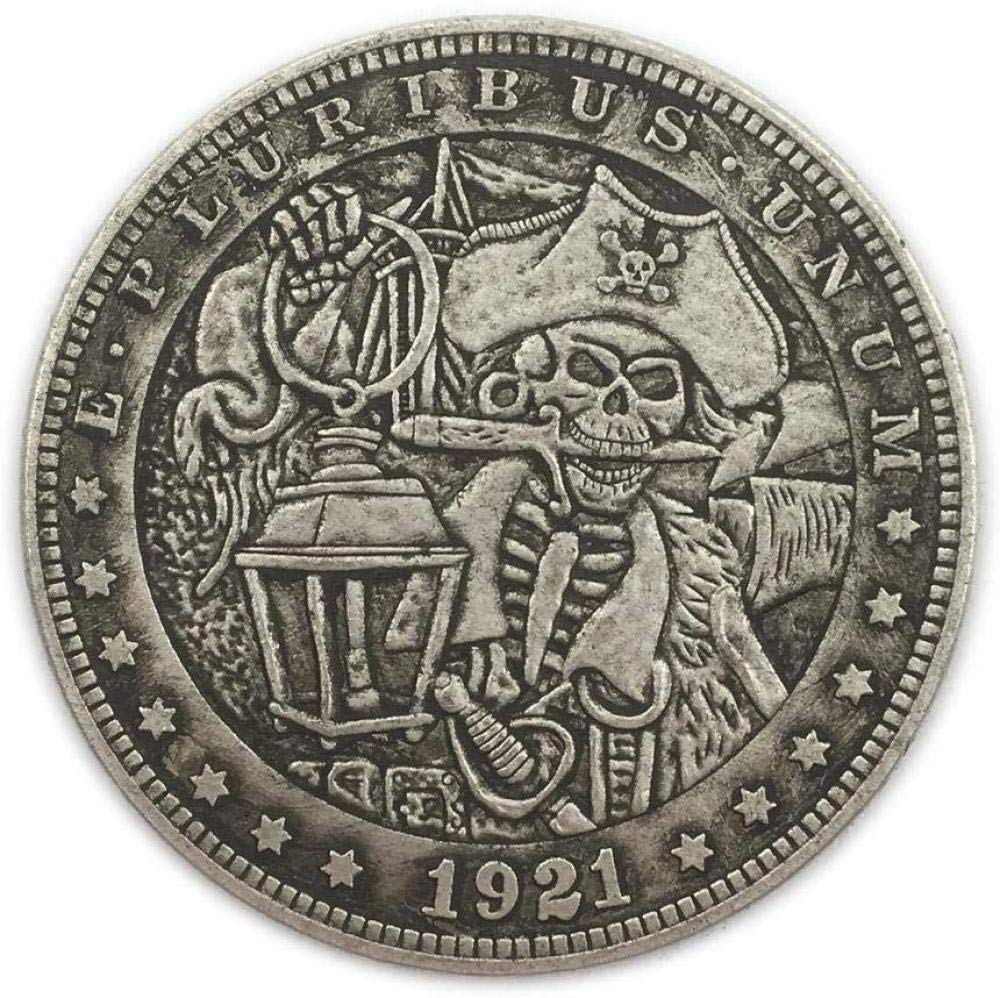 chenchen Embossed 1921 Pirate Treasure Hunt Creative American 骷髅 Coin Collection