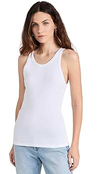 トップス BACK OPEN AMERICAN SLEEVES RIB TANK Women's Luxe Rib Tank - Deep Olive