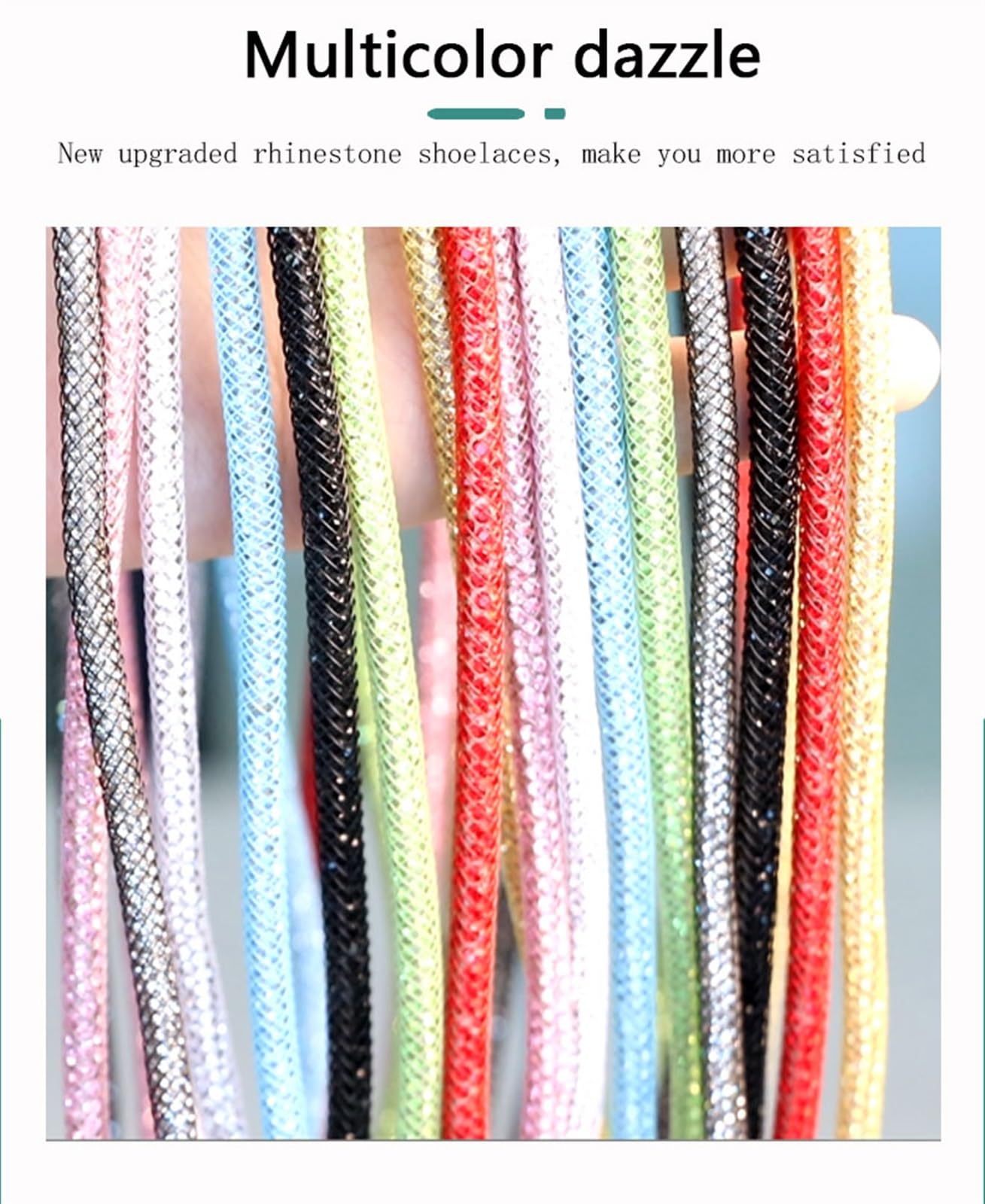 Cordones, Cordones Redondos de Diamantes imitación, Cordones Zapatos, con arcoíris, for Zapatillas, for, Cuerdas DIY(Green,140cm)