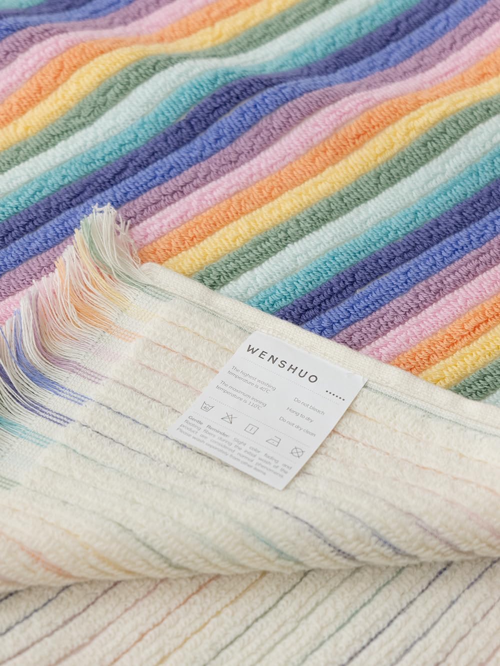 WENSHUO Monet Water Lilies-Striped Pure Cotton Bath Towel,100% Combed Cotton,Luxury Beach Towels,Super Absorbent(Pack of 1) (55.12" L × 27.56" W) - Image 9