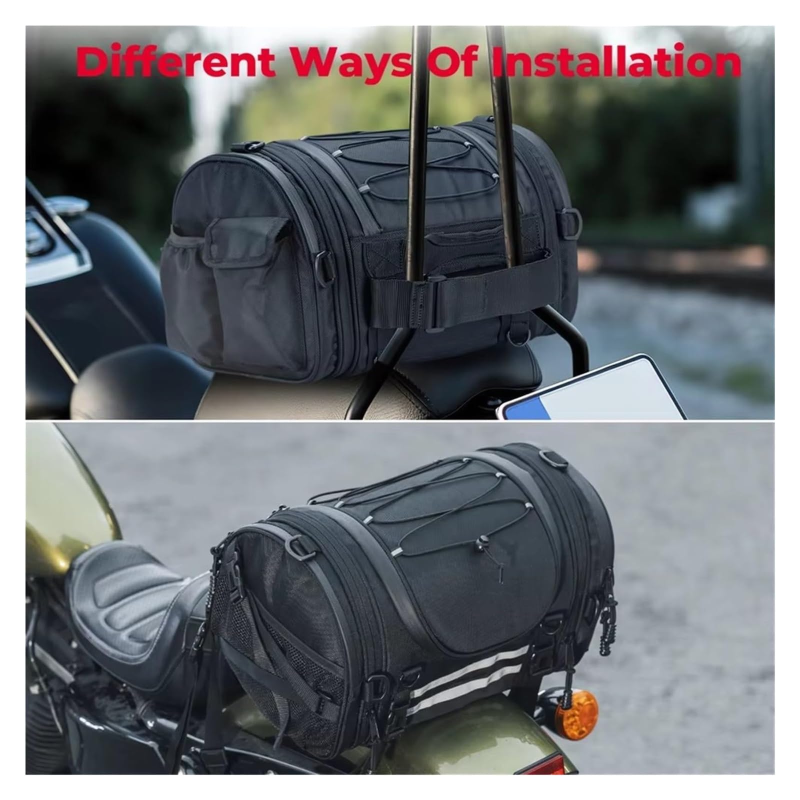 Moto Paraurti Borsa Universale Moto Coda Sissy Bar Espandibile Casco Portaoggetti Posteriore Sella Bagagli Borsa da