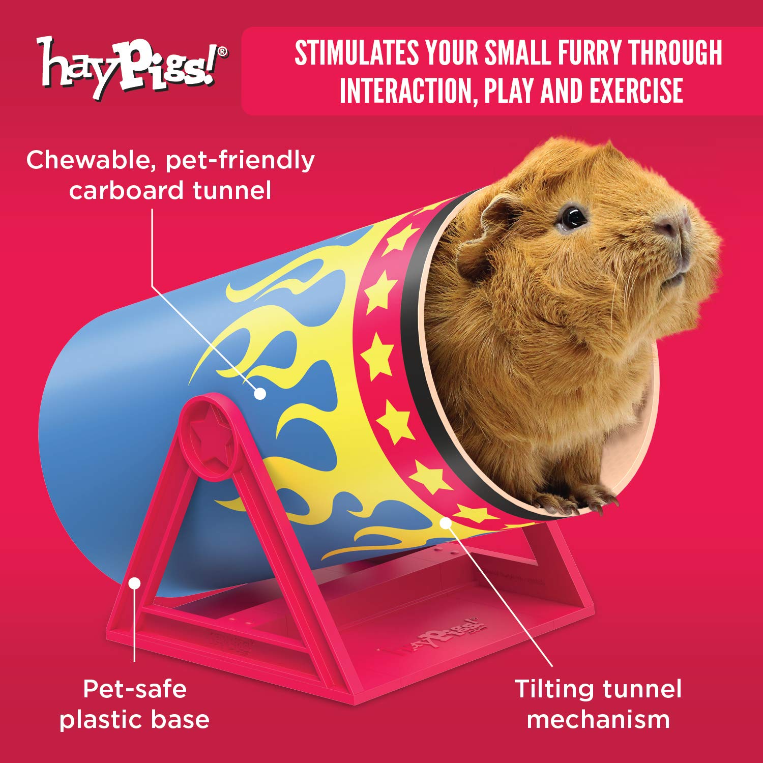 HAYPIGS Jouets et accessoires sur le thème du cirque - Tunnel pour cochon d'Inde - Balle à friandises - Jouet lapin - Petit animal pour se débarrasser de l'ennui