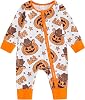 FIOMVA Baby Boy Girl Halloween Outfit Newborn Boo Pumpkin Romper Infant Long Sleeve Jumpsuit Western Fall Winter Clothes