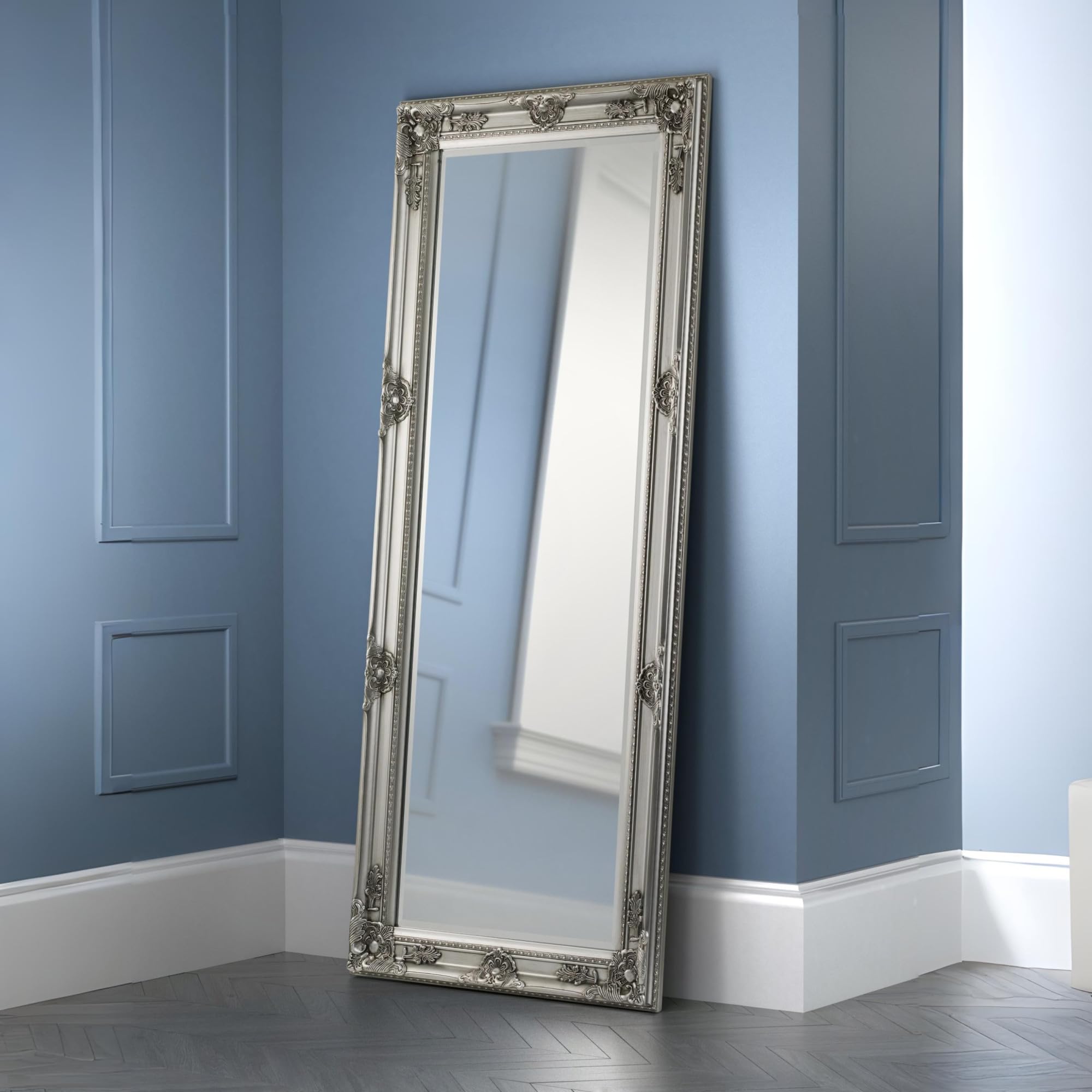 Julian Bowen Palais Pewter Lean-to Dress Mirror - Silver - H170cm x W70cm
