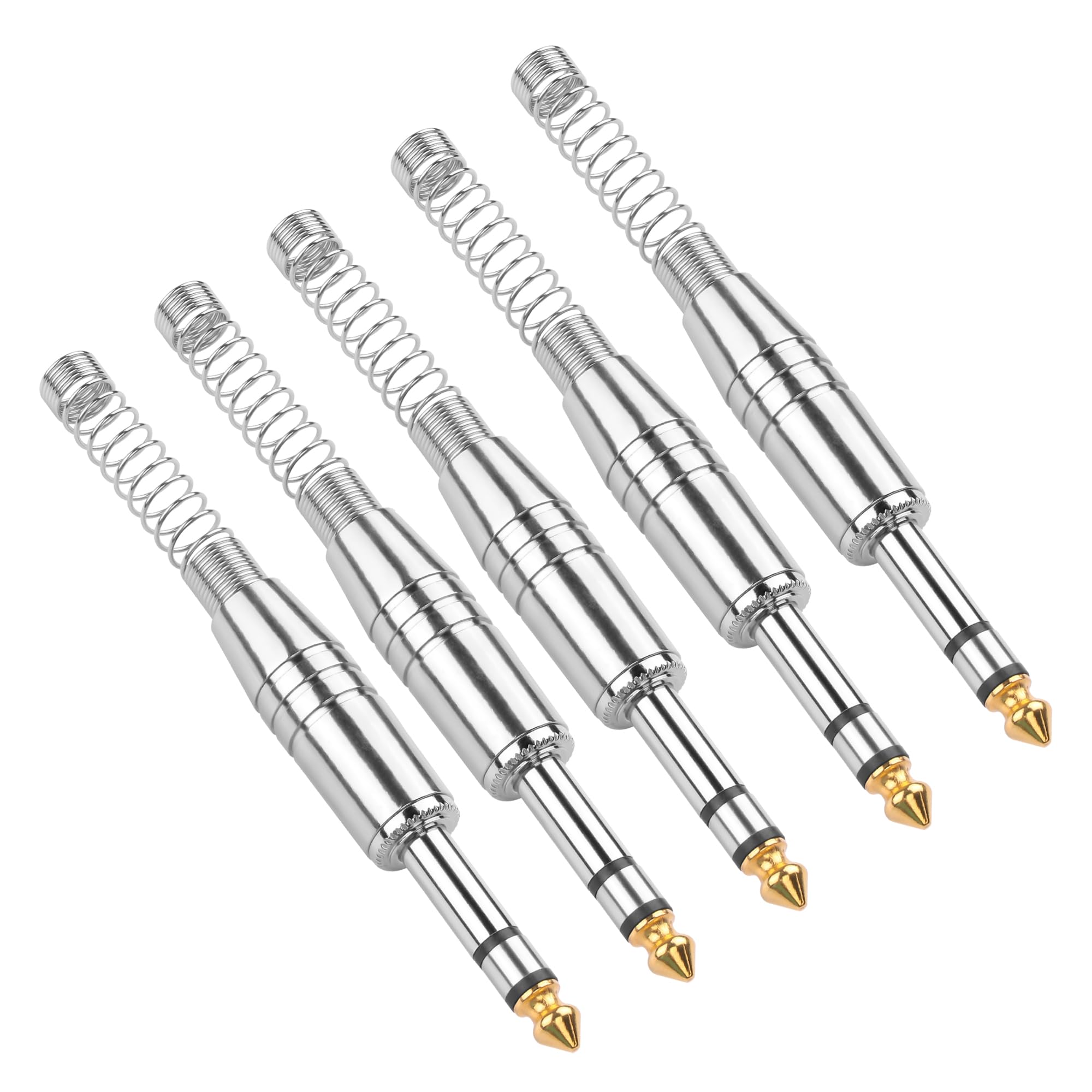YACSEJAO 5Pcs TRS 1/4" Replacement Plug 6.35mm Stereo Male Plug Audio Connector for Microphone Speaker Audio Cable Repair