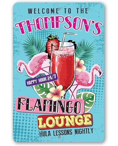 Personalized Flamingo Lounge Sign - Great Bar Decor and Outdoor Patio Display, Summer Porch Decoration, Swimming Pool Accessories and Cocktail