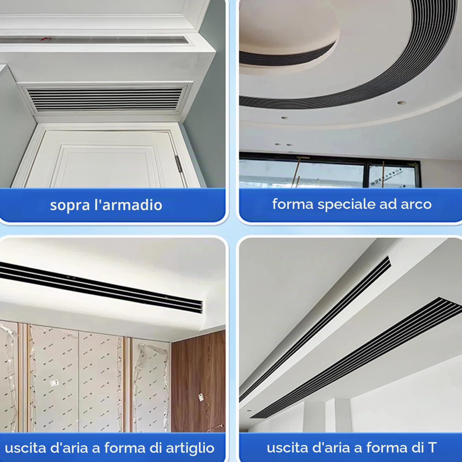 Griglia di ventilazione regolabile per aria condizionata centralizzata, struttura in plastica ABS per la ventilazione del soggiorno e del garage