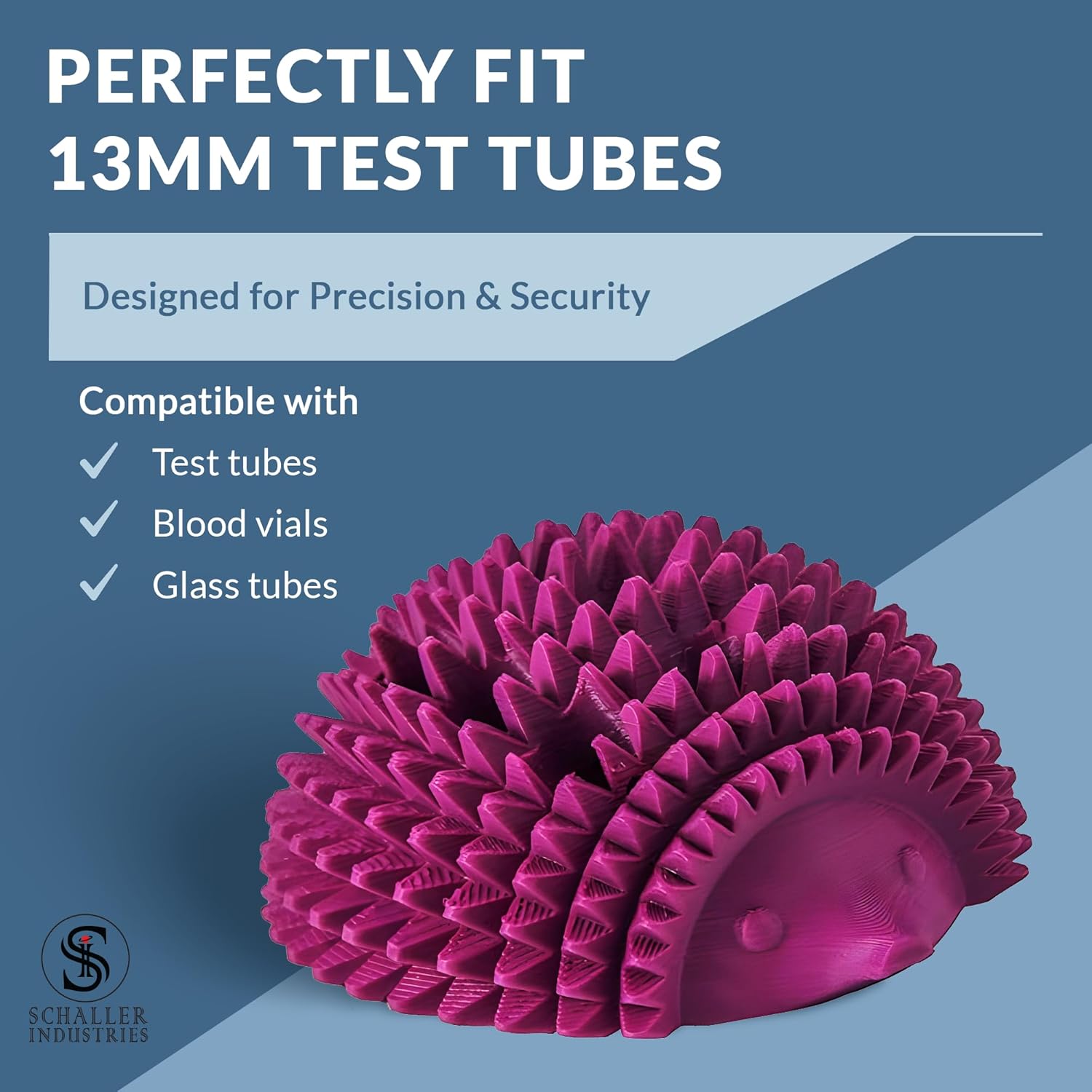Schaller Industries Hedgehog Test Tube Rack – for 13mm Lab Vertical Storage Tubes Organizer, Holds 12 Glass or Plastic Test Tube Holder Rack, Vial Holder, Phlebotomy Supplies and Equipment– Grape